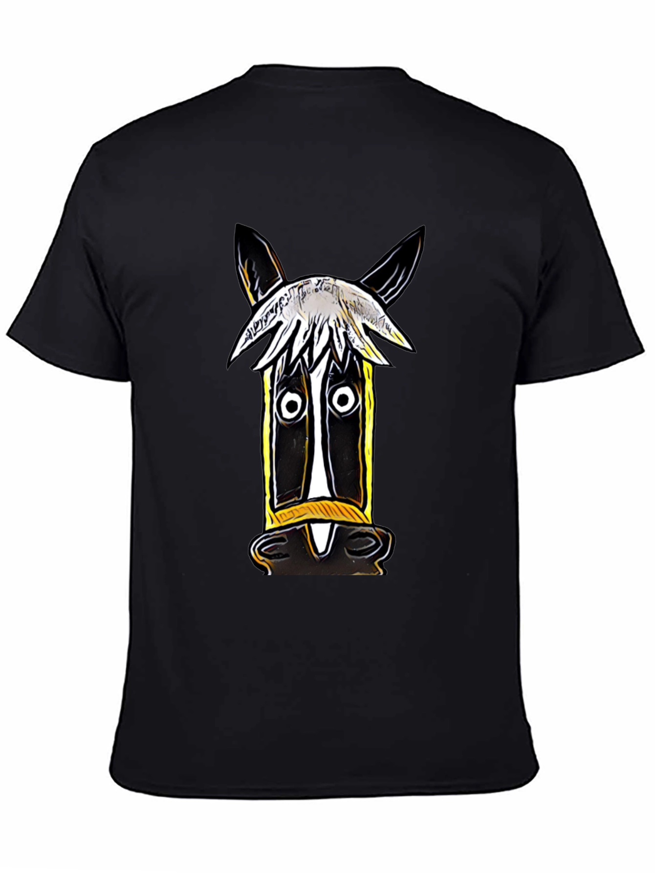 Black Whimsical Horse Graphic Tee - Artistic Style view 4