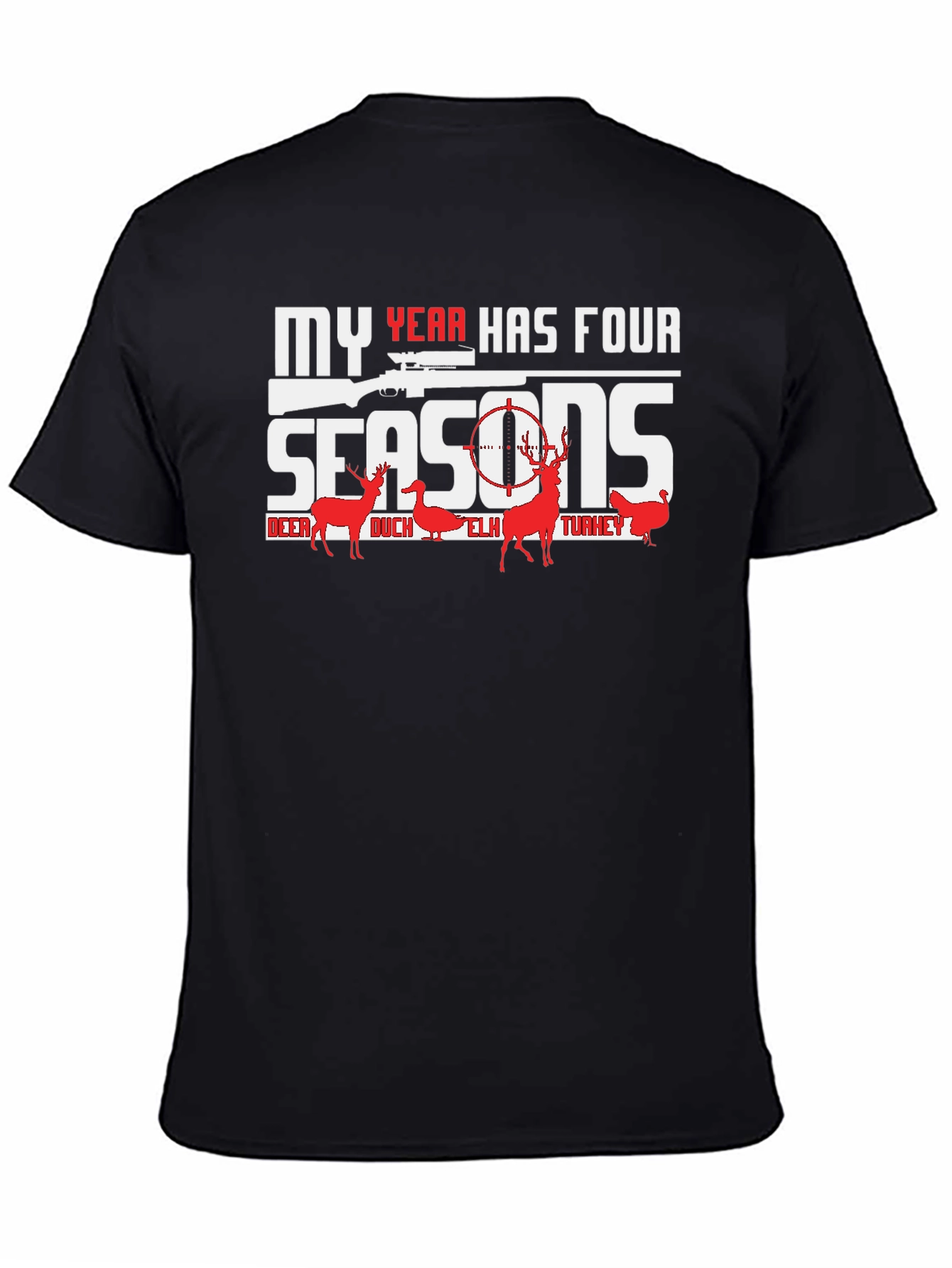Black My Year Has Four Seasons Hunting Graphic T-Shirt view 4