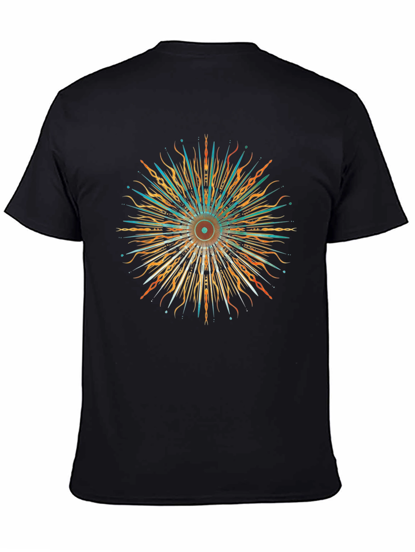 Black Abstract Sunburst Graphic Black T-Shirt view 4