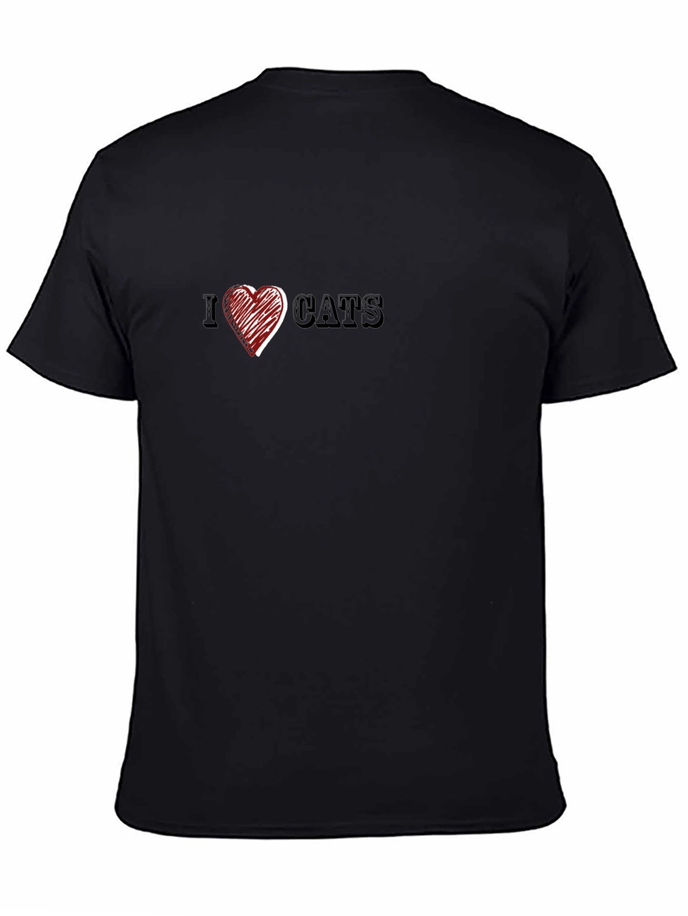 Black I Heart Cats Graphic Tee - Soft Cotton Comfort view 4