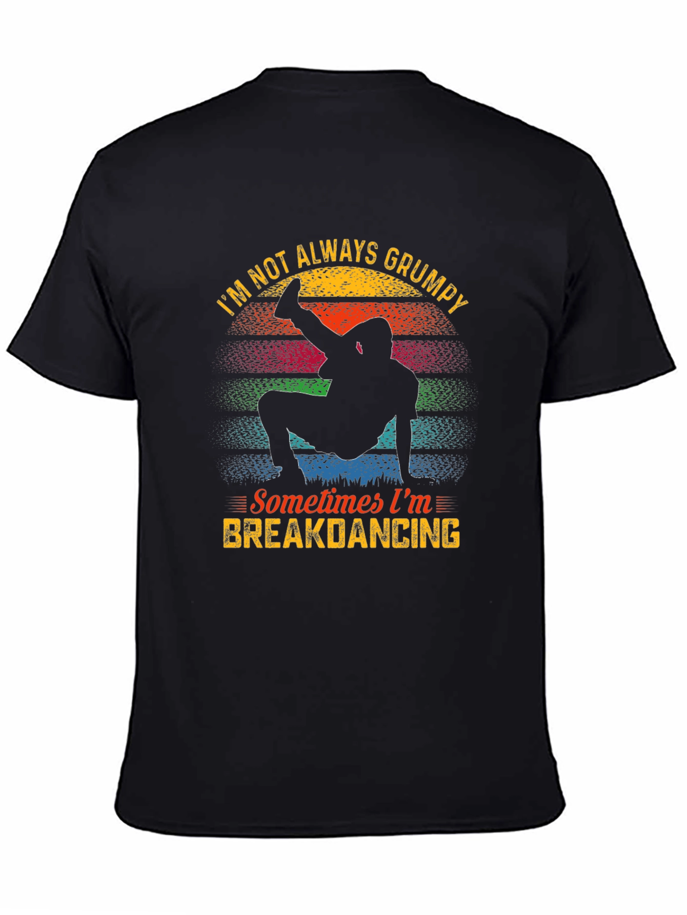 Black Grumpy Breakdancing Graphic Tee - Novelty T-Shirt view 4