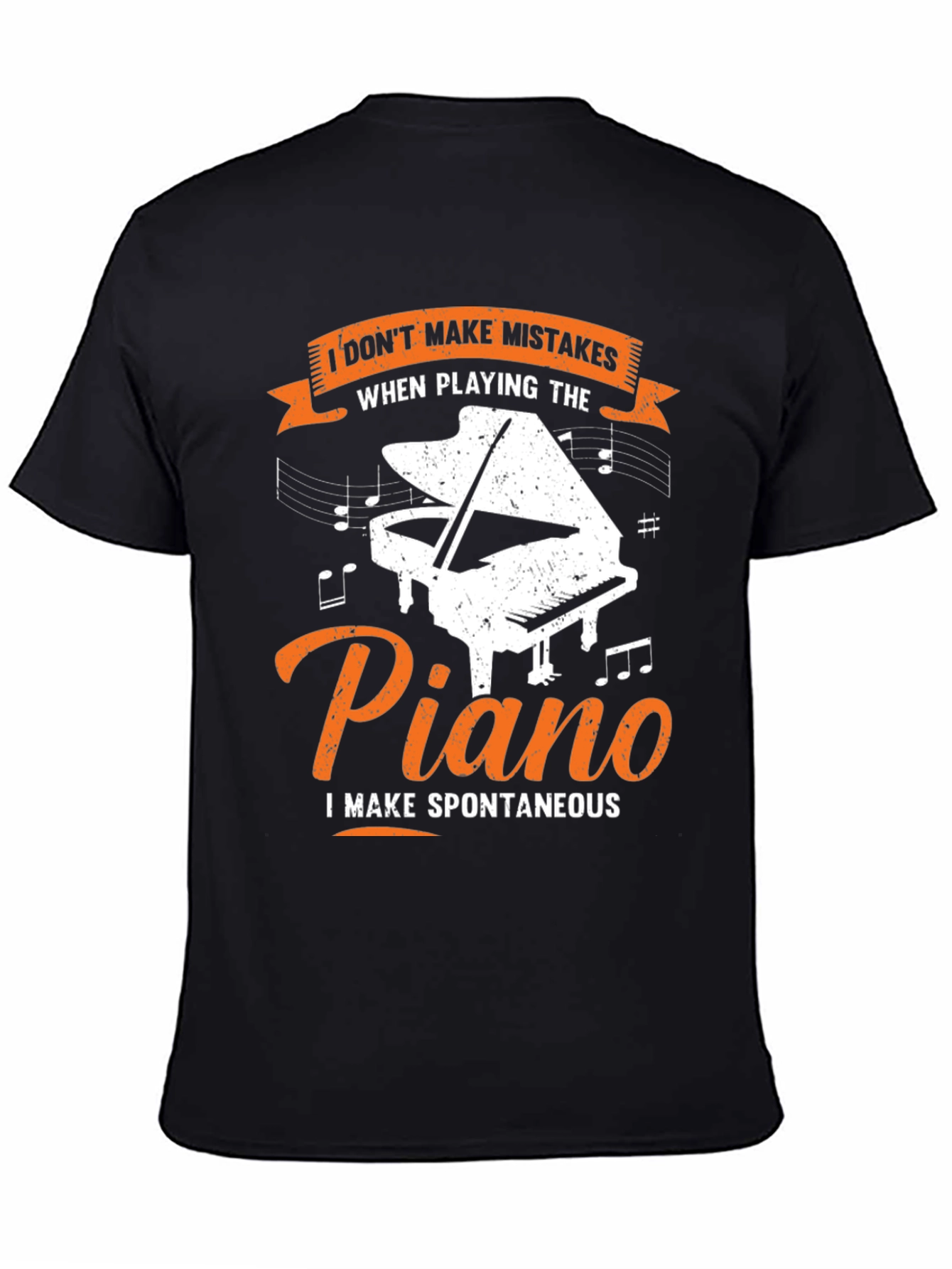 Black Piano Player's Tee: I Don't Make Mistakes, Spontaneous Music! view 4