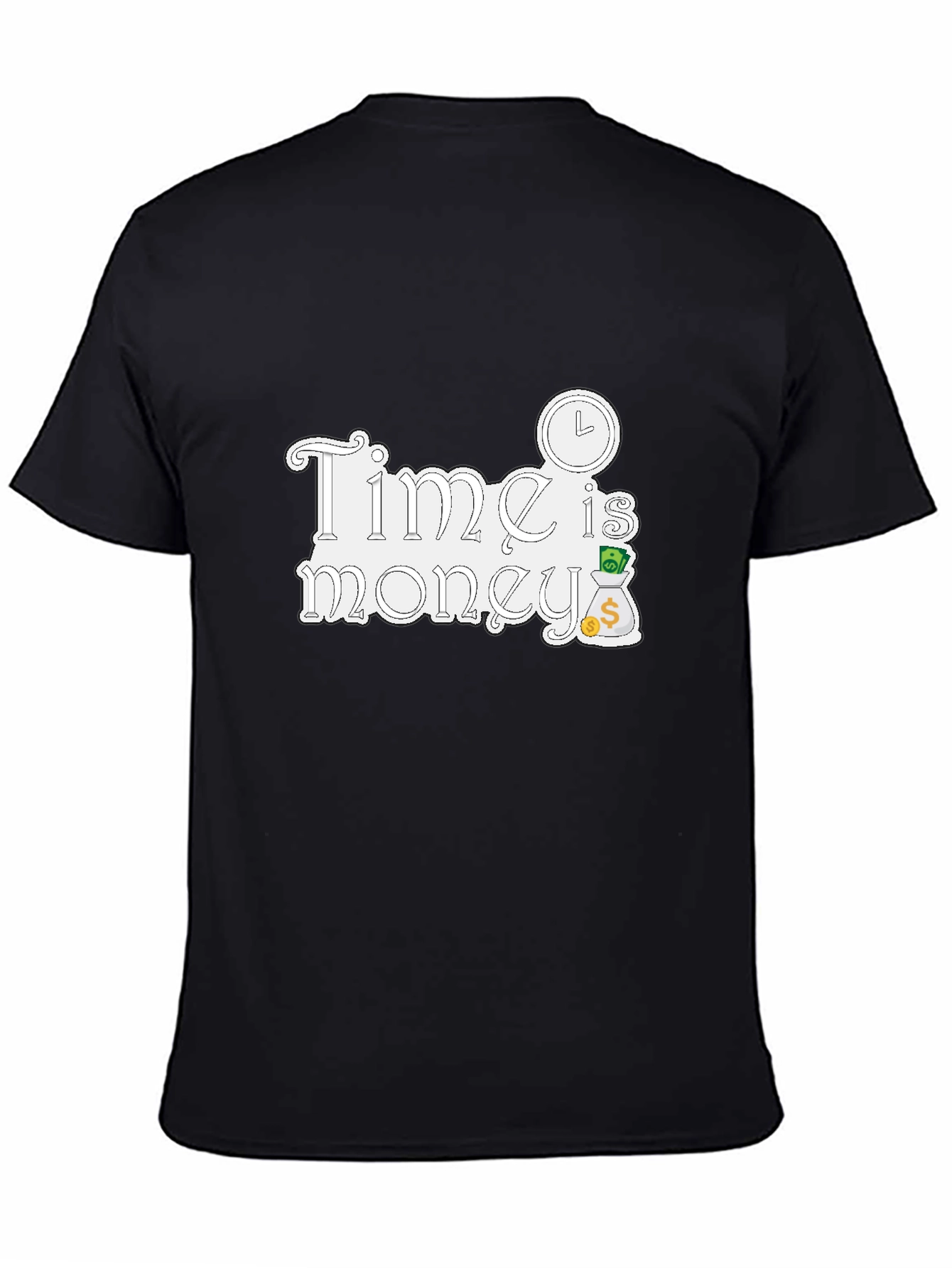 Black Time is Money Graphic Tee - Black Cotton T-Shirt view 4