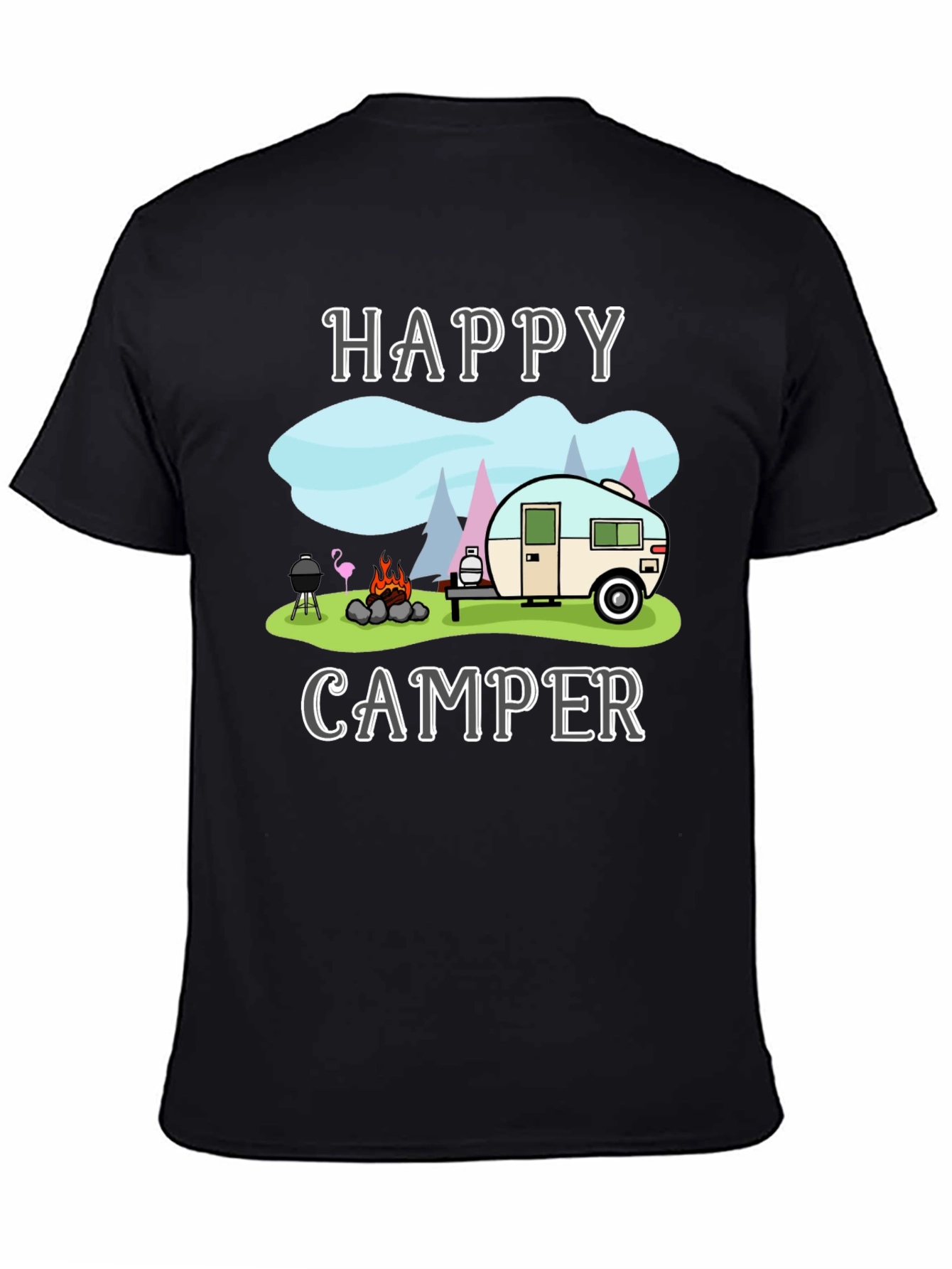 Happy Camper Graphic T-Shirt Camping Design - 4