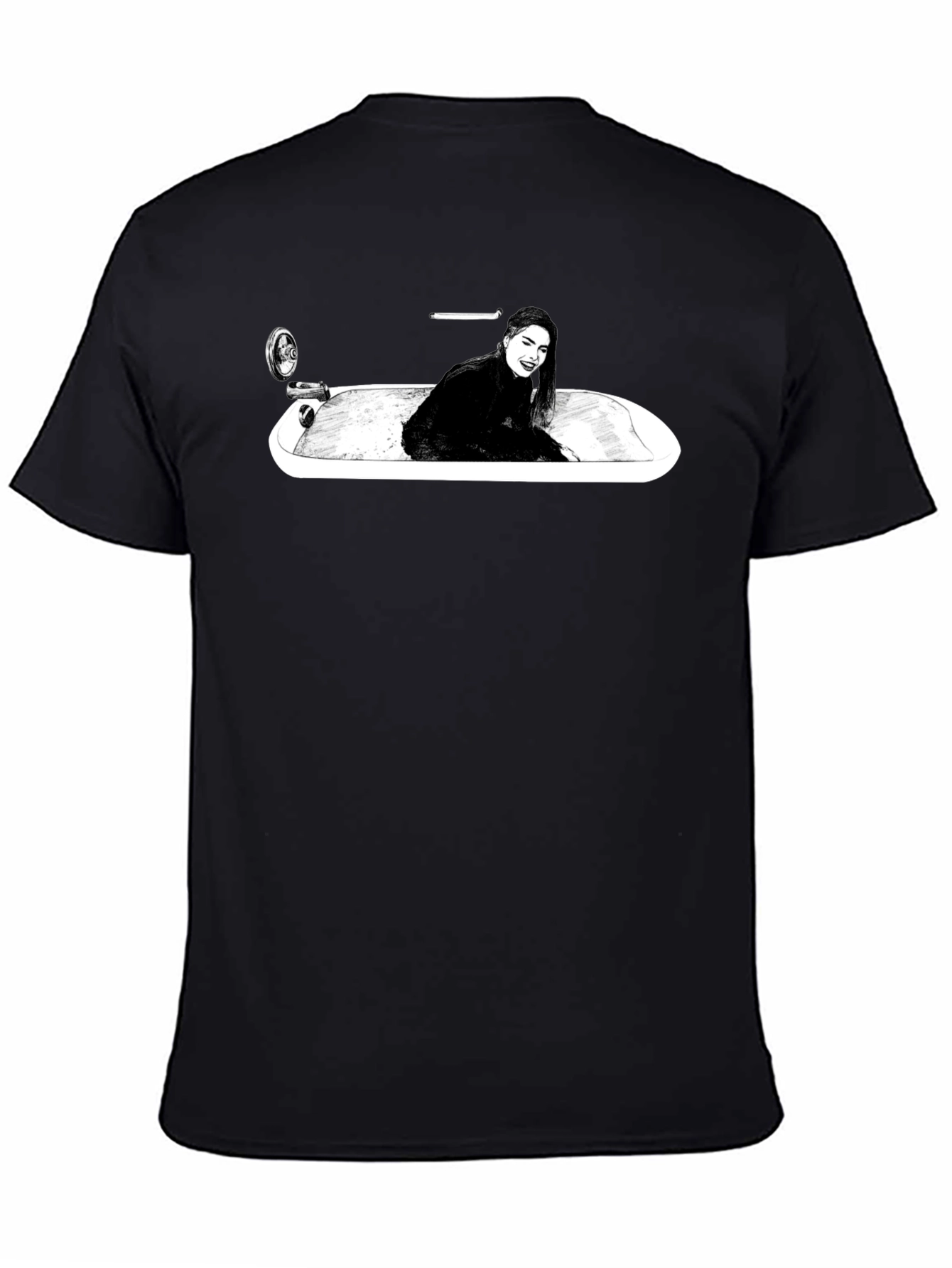 Black Woman in Tub Graphic T-Shirt - Black view 4
