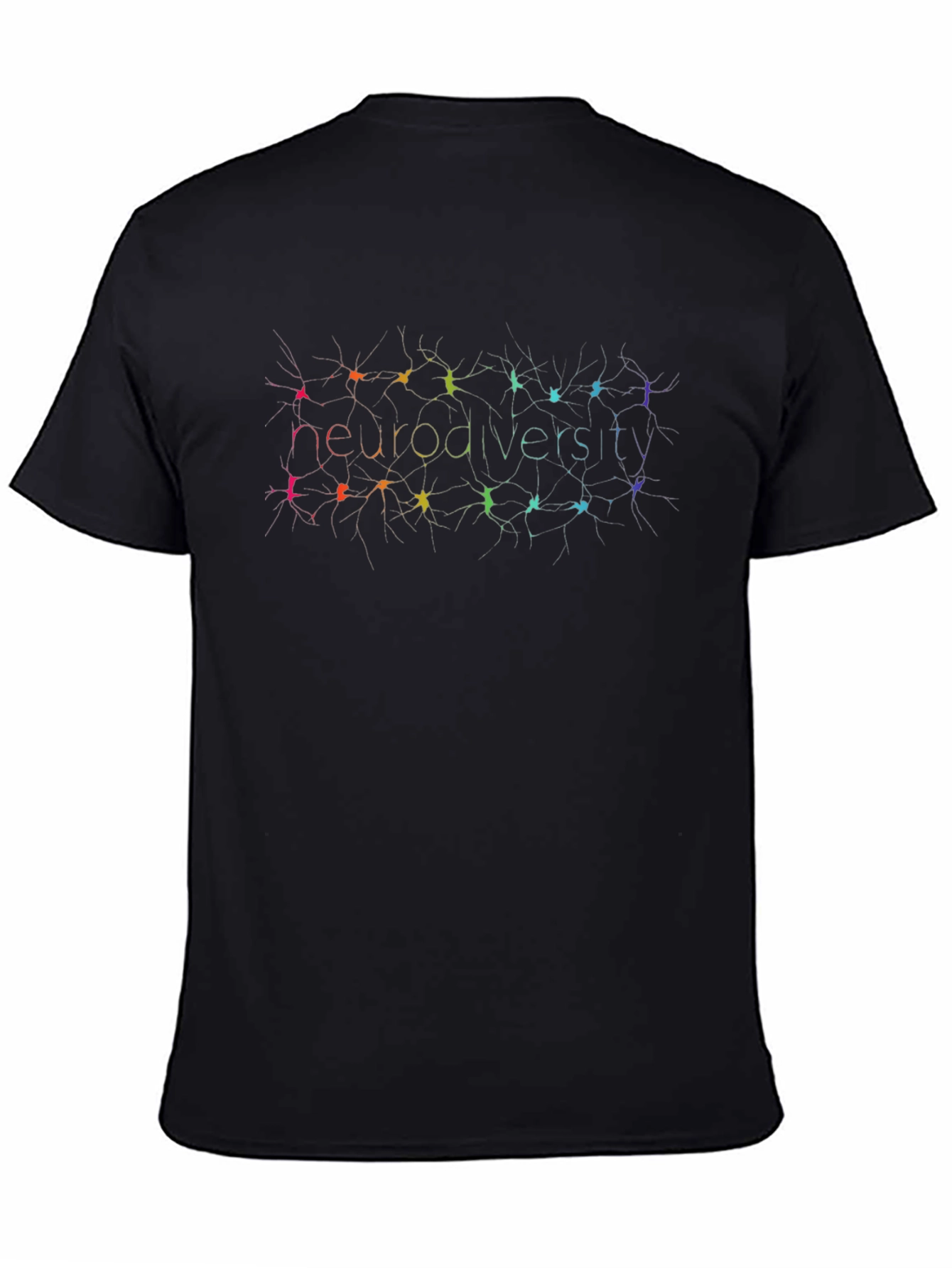 Black Neurodiversity Black T-Shirt Rainbow Brain Graphic Tee view 4