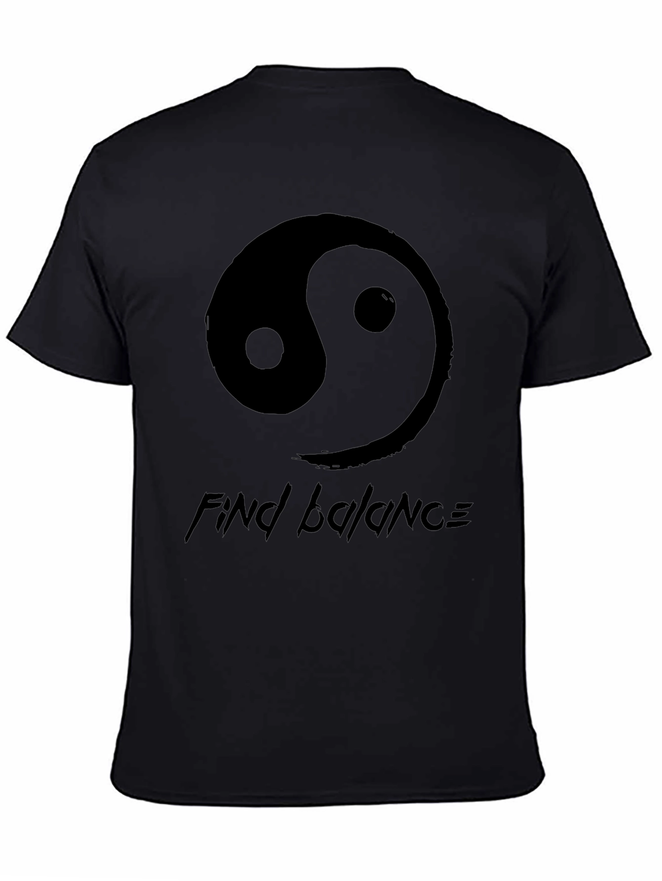Black Yin Yang Find Balance Graphic Tee view 4