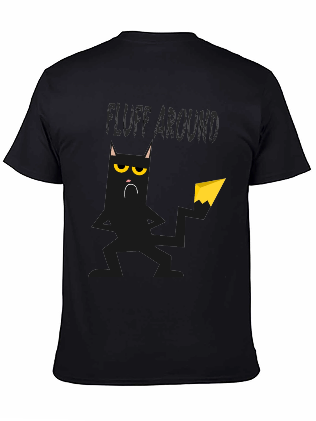 Black Fluff Around Black Cat Graphic T-Shirt view 4