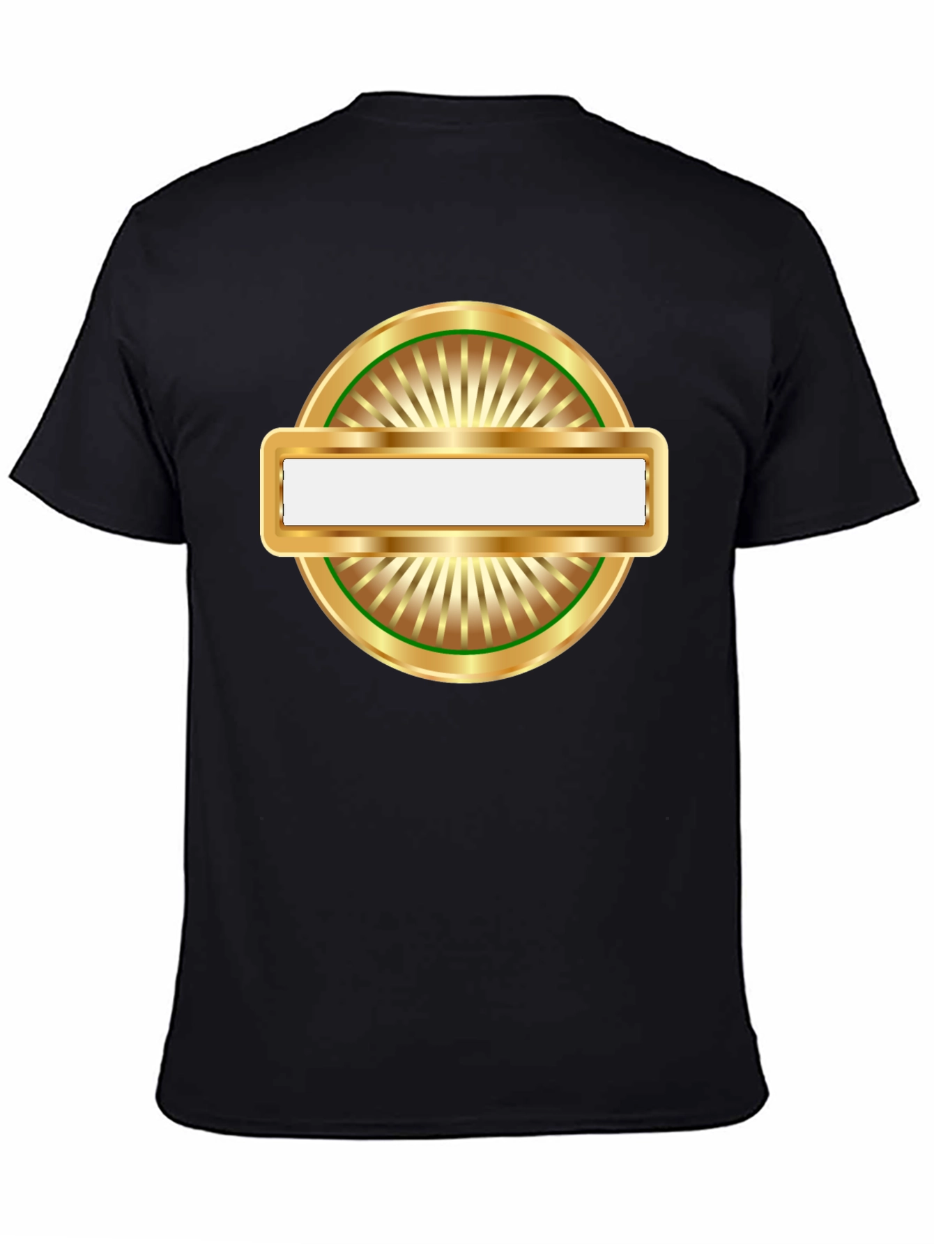 Black Men's Black T-Shirt with Gold Emblem view 4