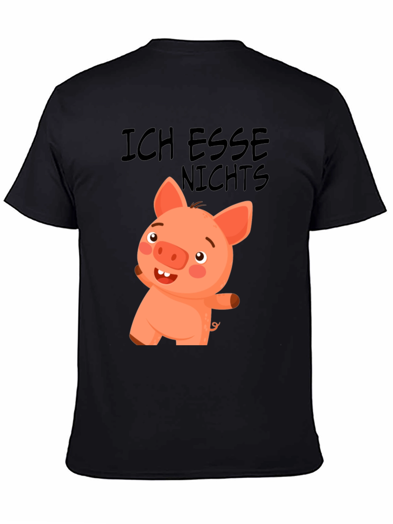 Black Ich Esse Nichts Funny Pig T-Shirt view 4