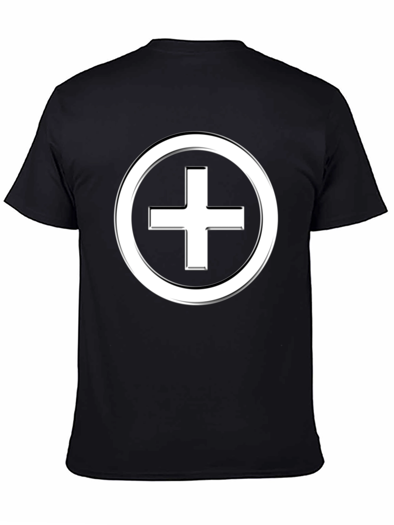 Black Minimalist Plus Sign T-Shirt - Black Cotton Blend view 4