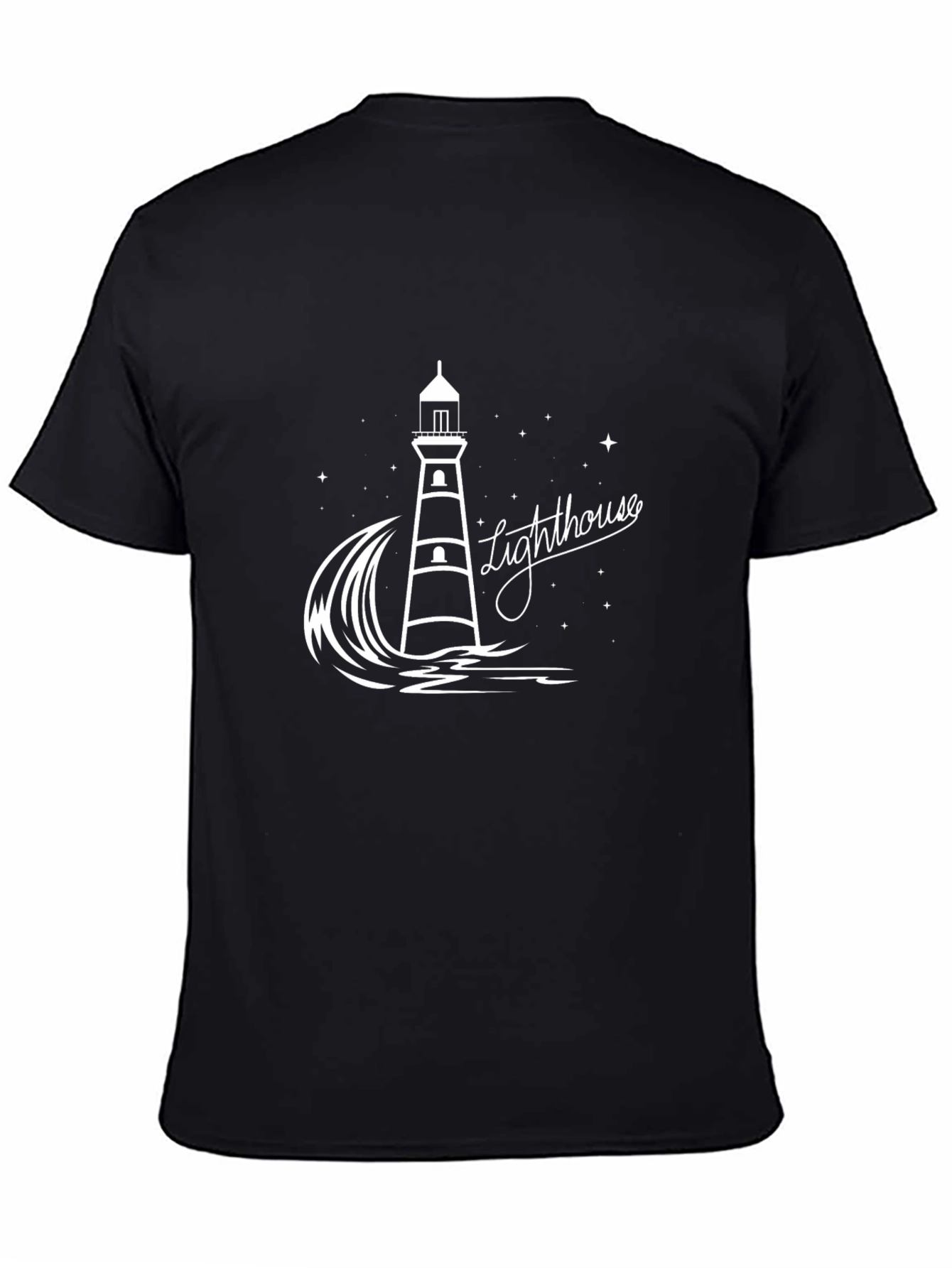 Black Lighthouse Graphic Tee - Black Cotton T-Shirt view 4