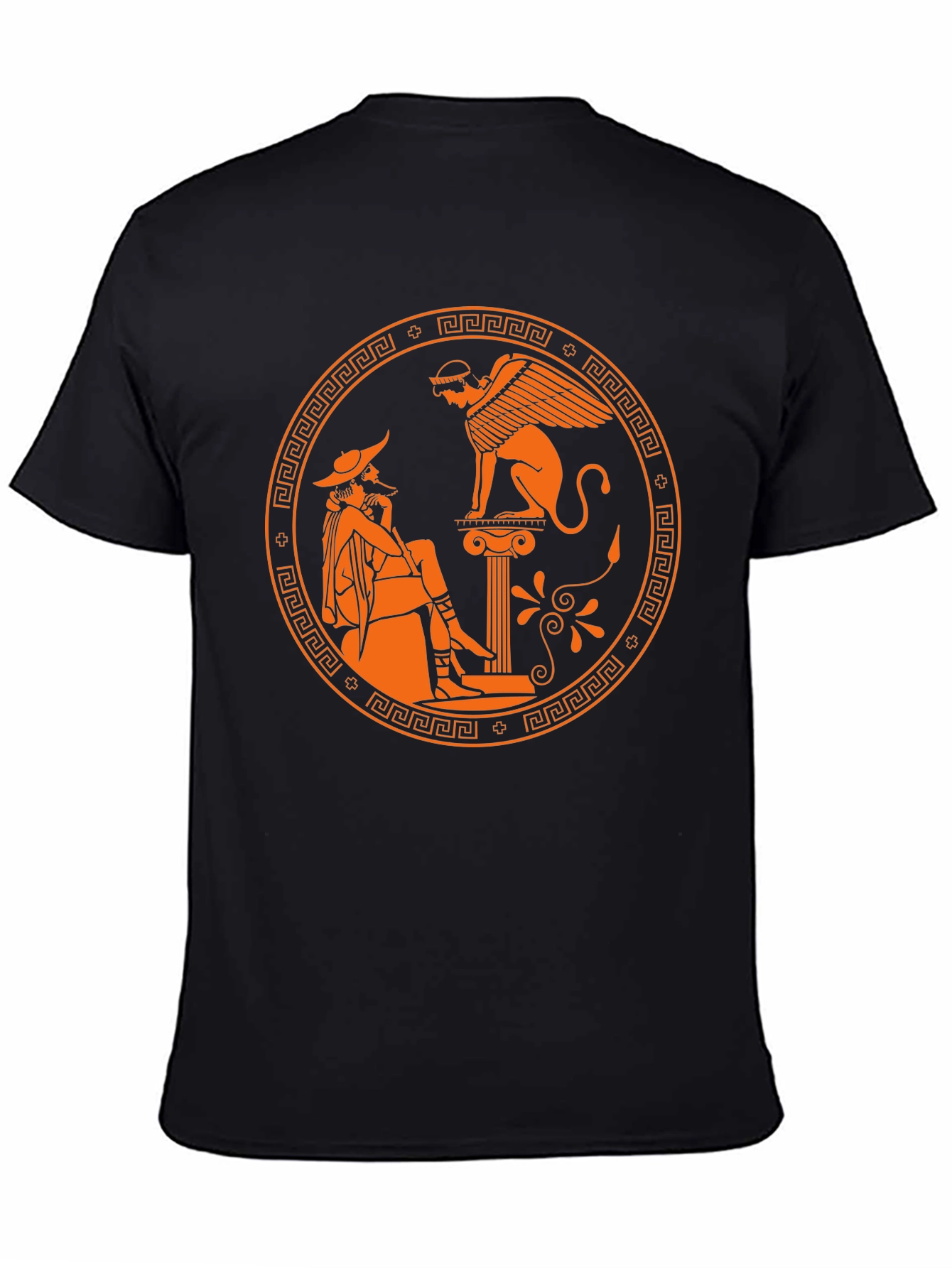 Black Mythical Sphinx Graphic Tee - Black Cotton Shirt view 4