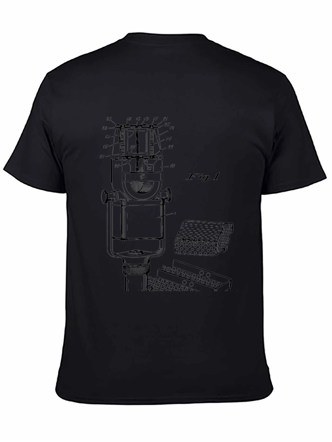Black Technical Drawing T-Shirt - Black view 4
