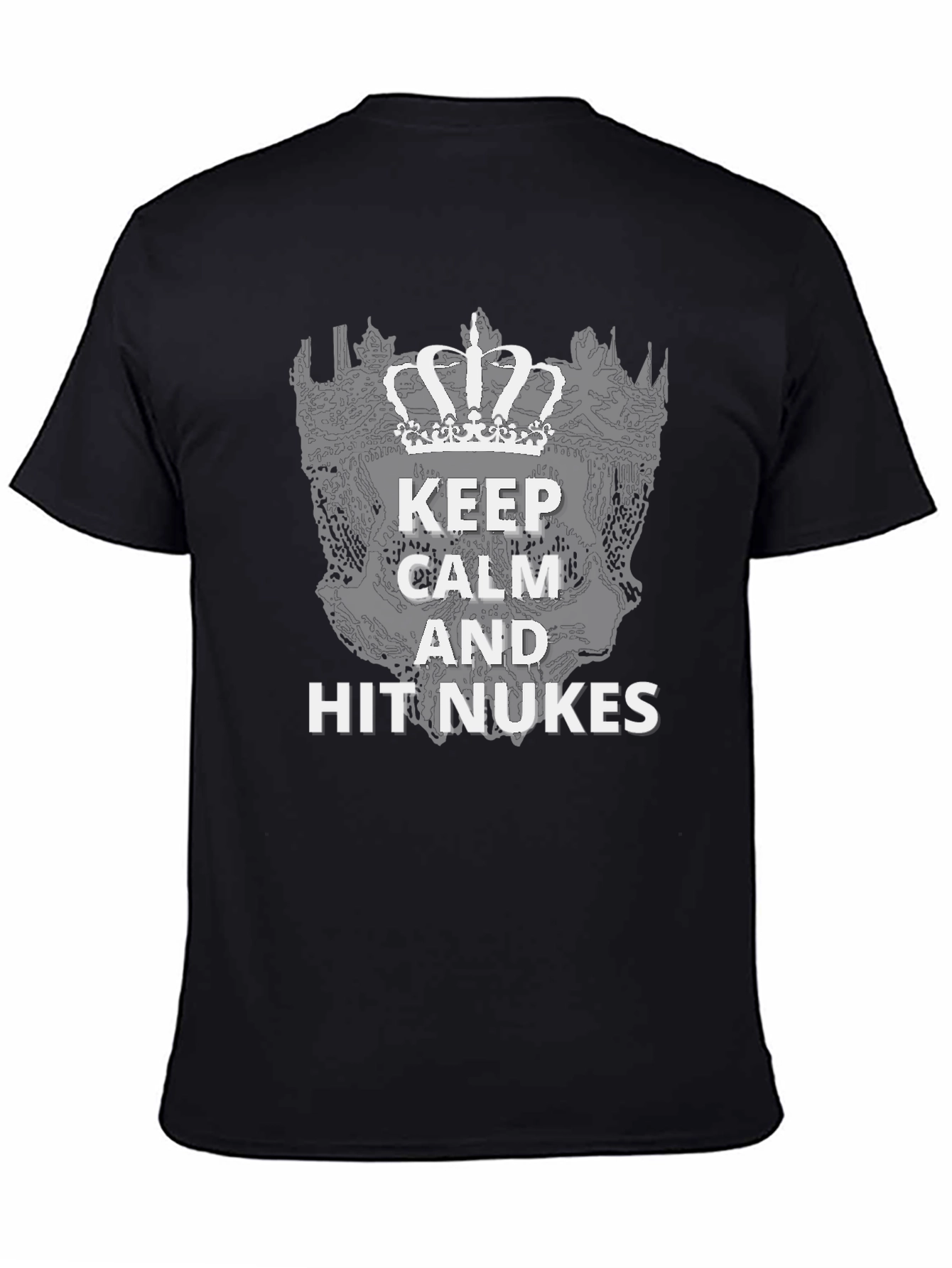 Black Keep Calm & Hit Nukes T-Shirt - Funny Graphic Tee view 4