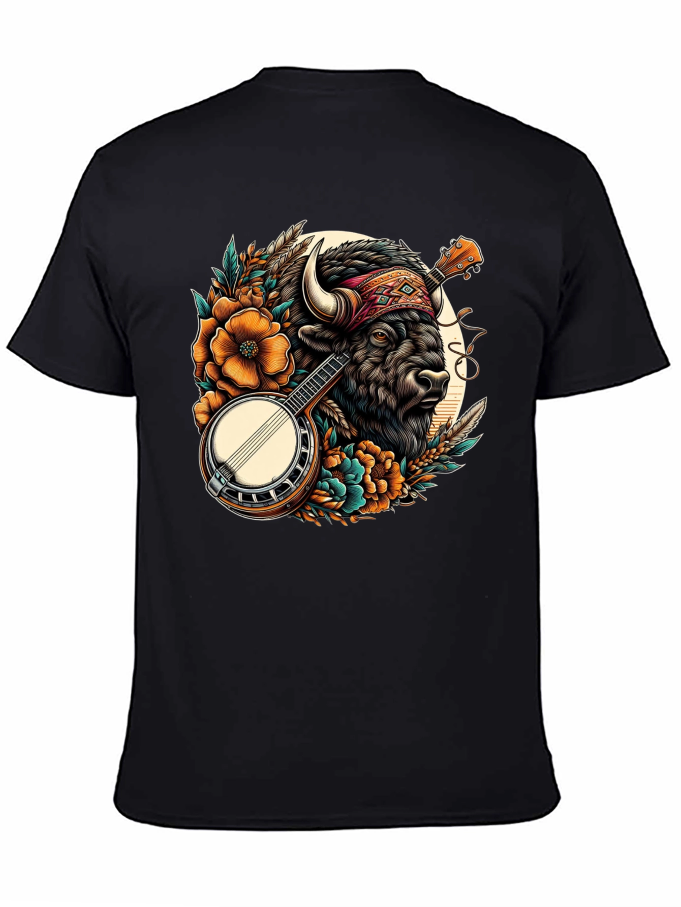 Black Buffalo Banjo T-Shirt - Unique Graphic Tee view 4