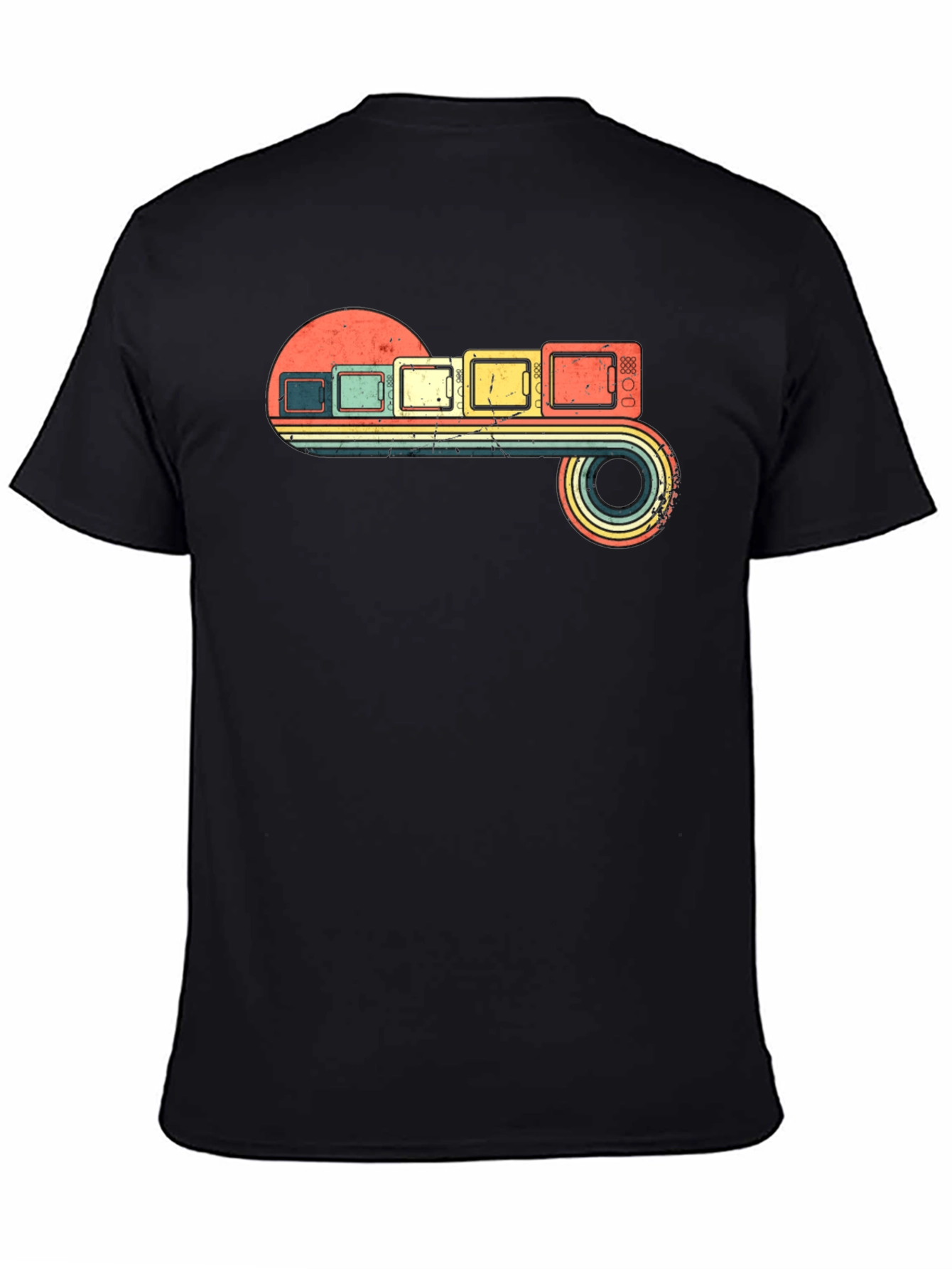 Black Retro Television Set T-Shirt view 4