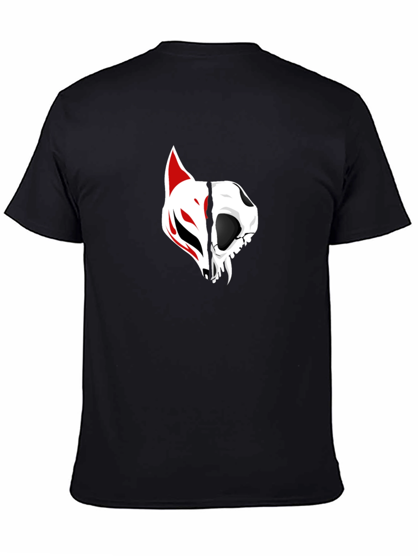 Black Black Tee with Fox and Skull Graphic view 4