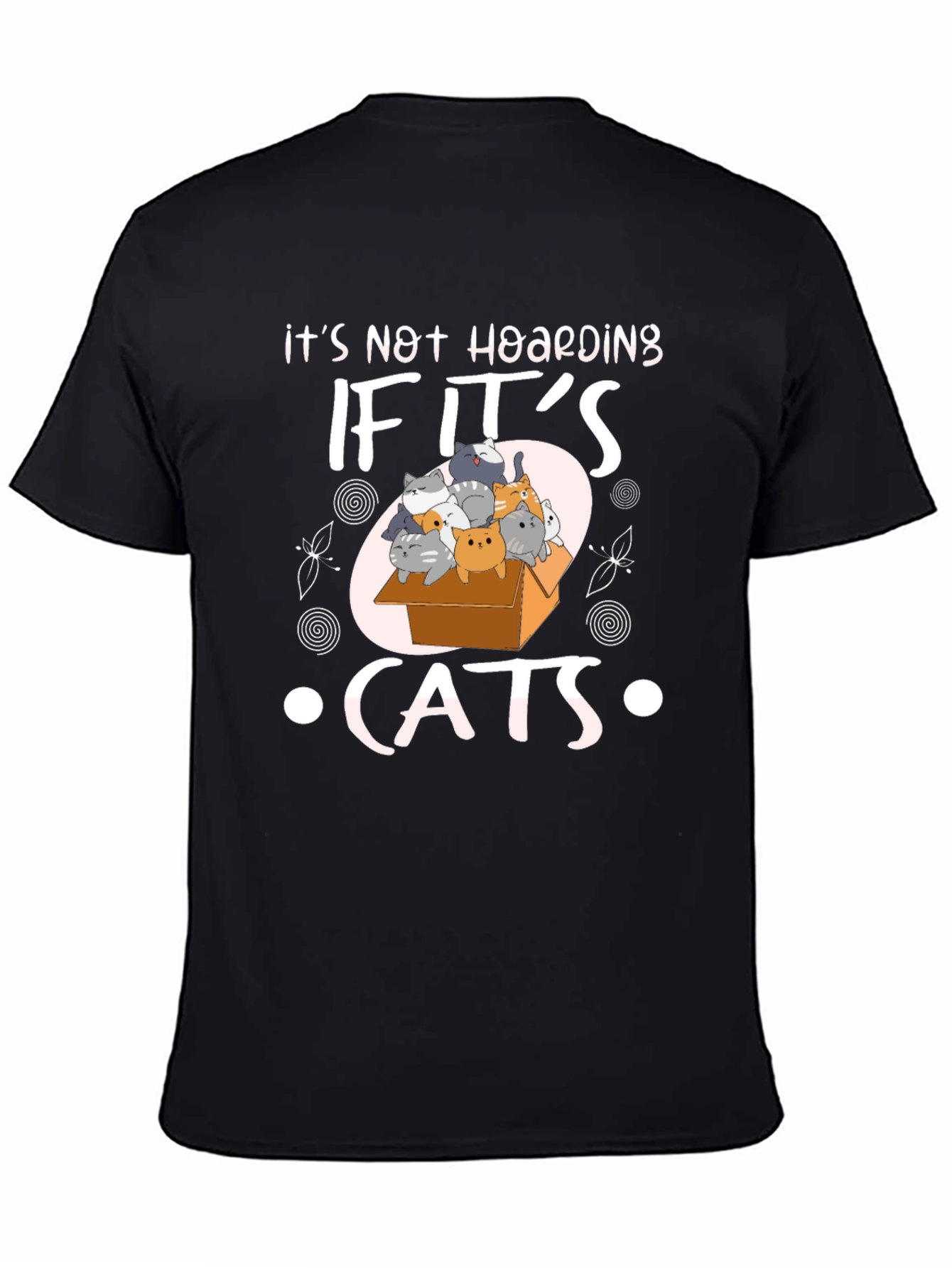 Black It's Not Hoarding If It's Cats T-Shirt view 4