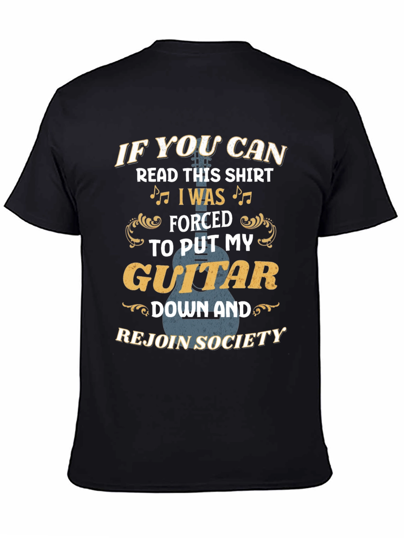 Black Guitar Lover Graphic Tee: "If You Can Read This..." view 4