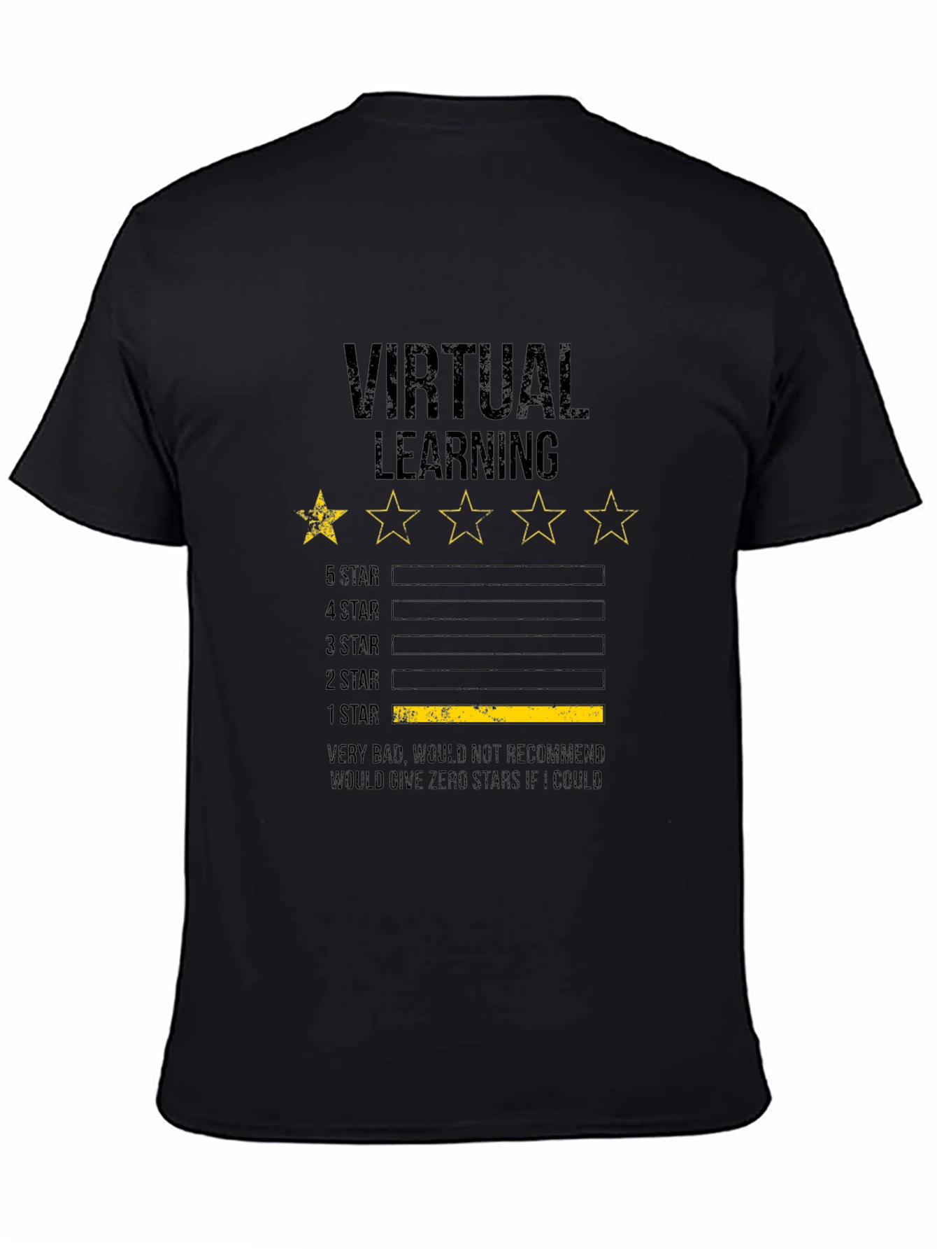 Black Virtual Learning 1-Star Review Graphic T-Shirt view 4