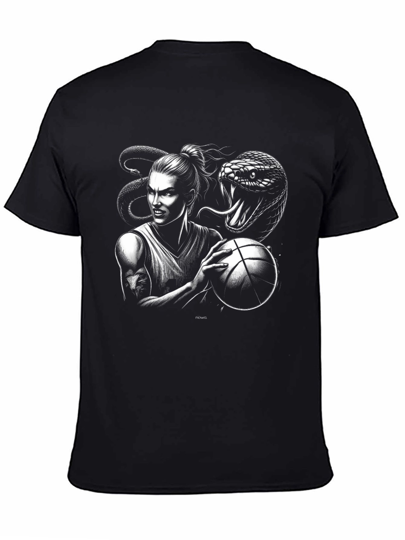 Black Basketball Snake Graphic Tee - Black view 4