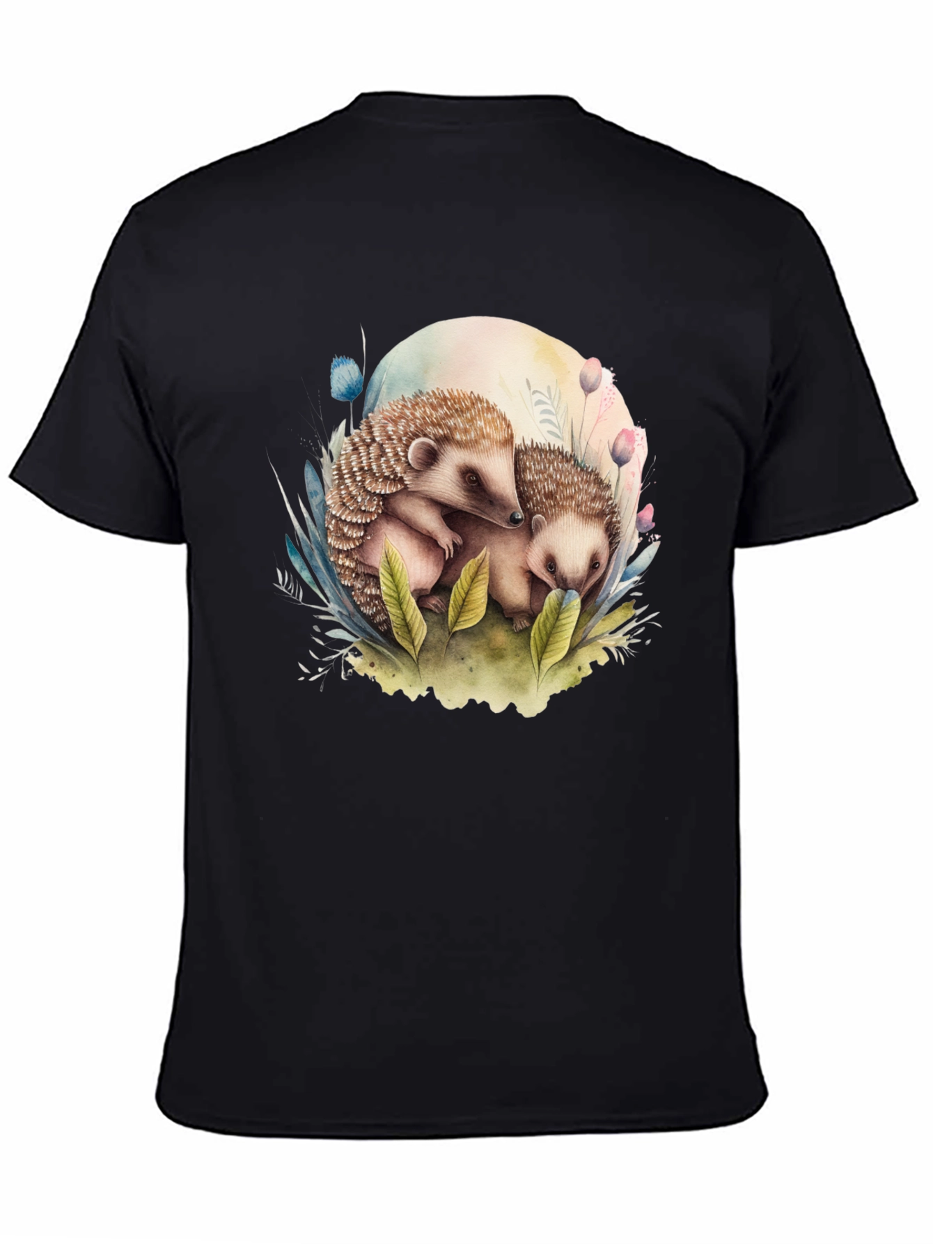 Black Cute Hedgehog Graphic Tee - Black view 4