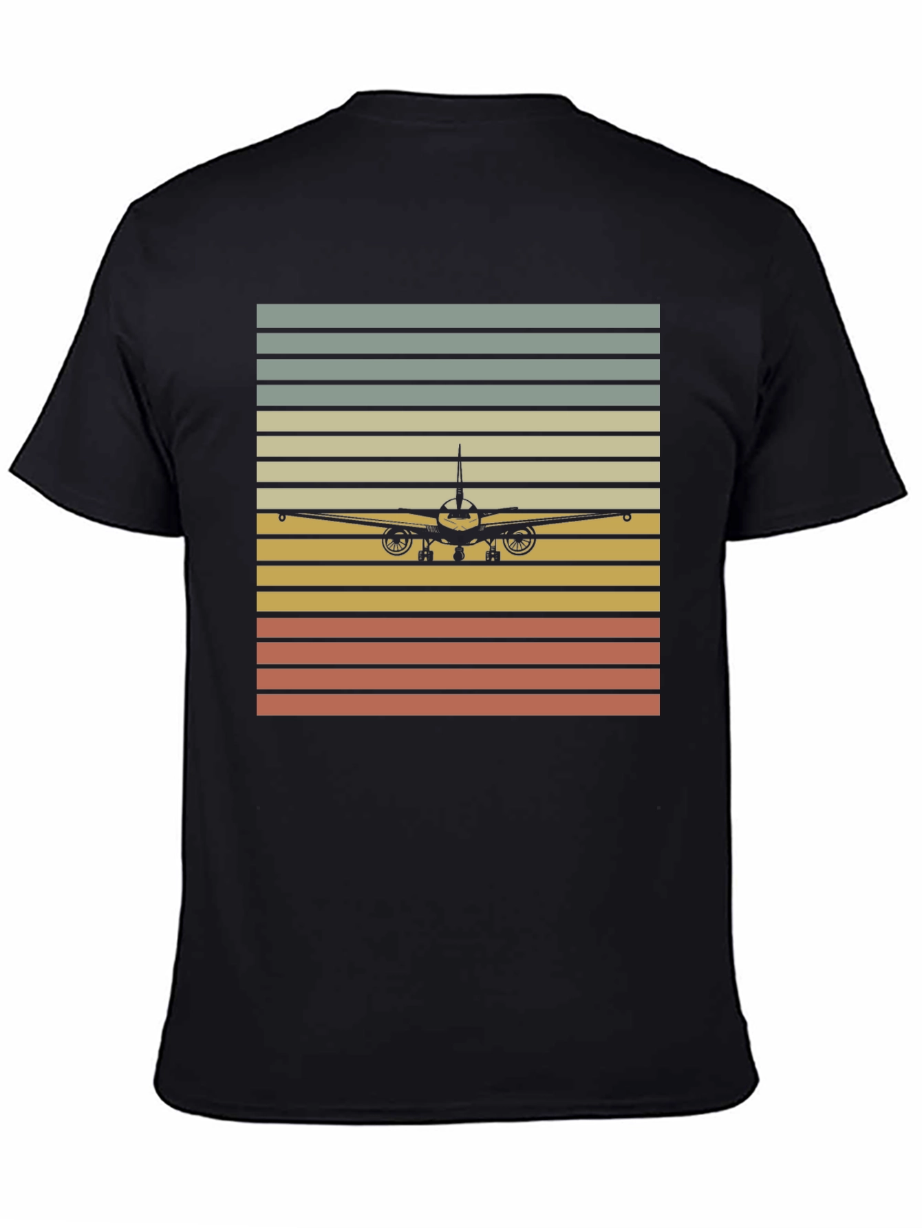 Black Vintage Airplane Sunset T-Shirt - Pilot Gift view 4