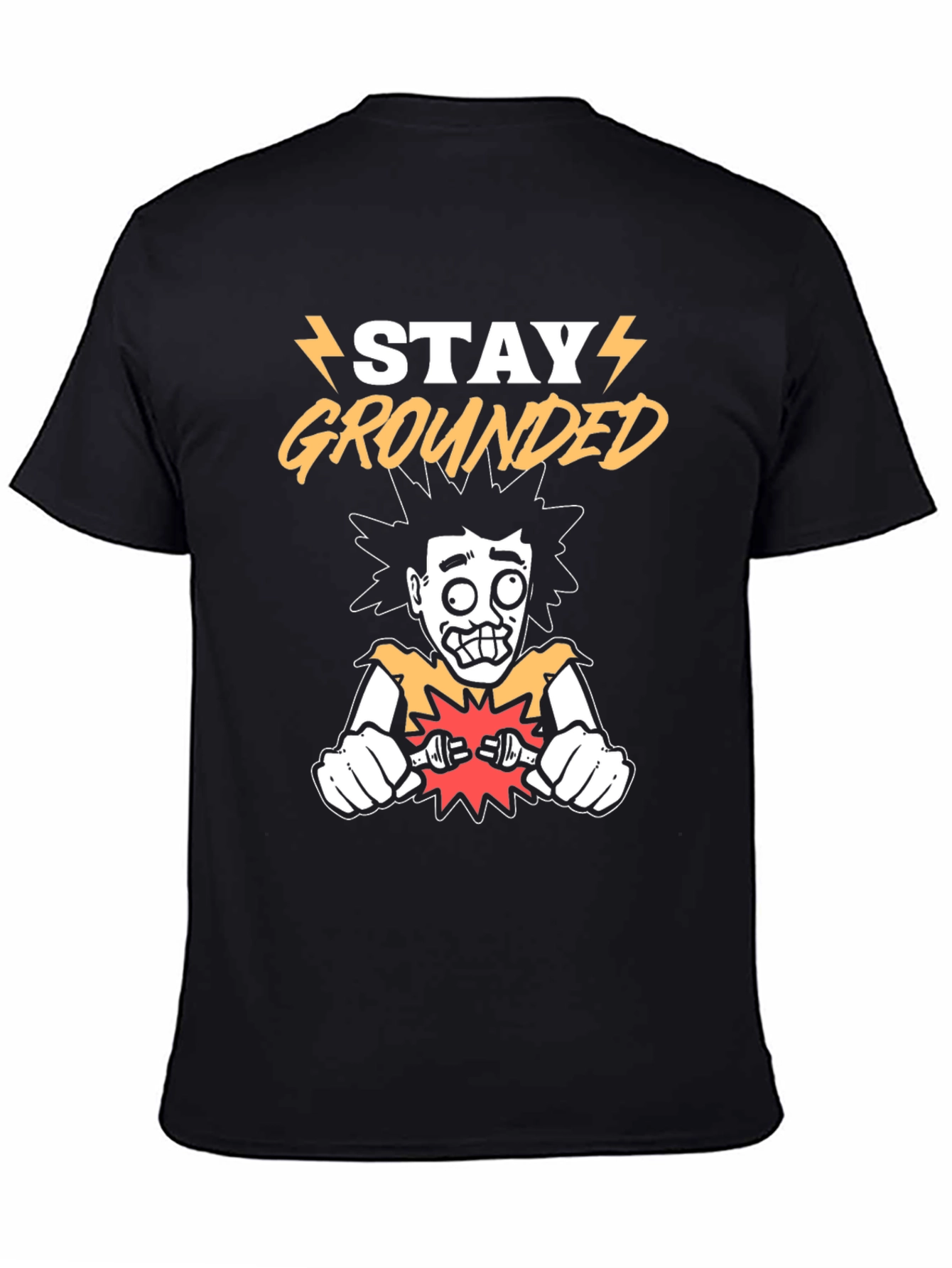 Black Stay Grounded Black Graphic T-Shirt view 4
