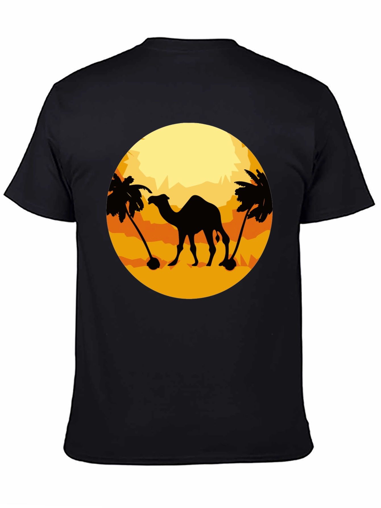 Black Camel Desert Silhouette T-Shirt - Black view 4