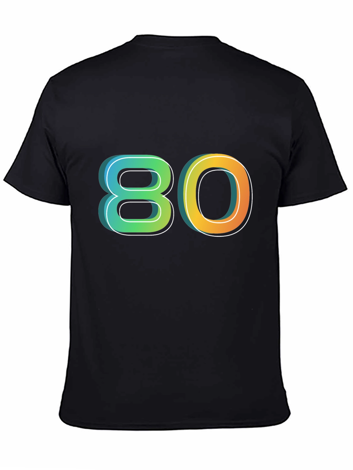 Black Retro 80s Graphic Tee - Black Cotton Blend view 4