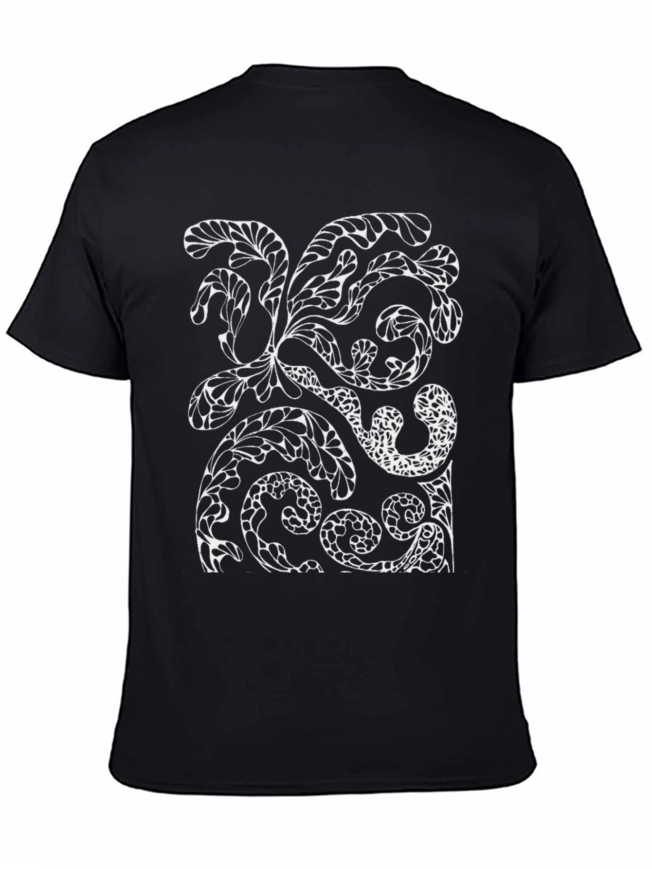 Black Abstract Floral Graphic Tee - Black Cotton Blend view 4