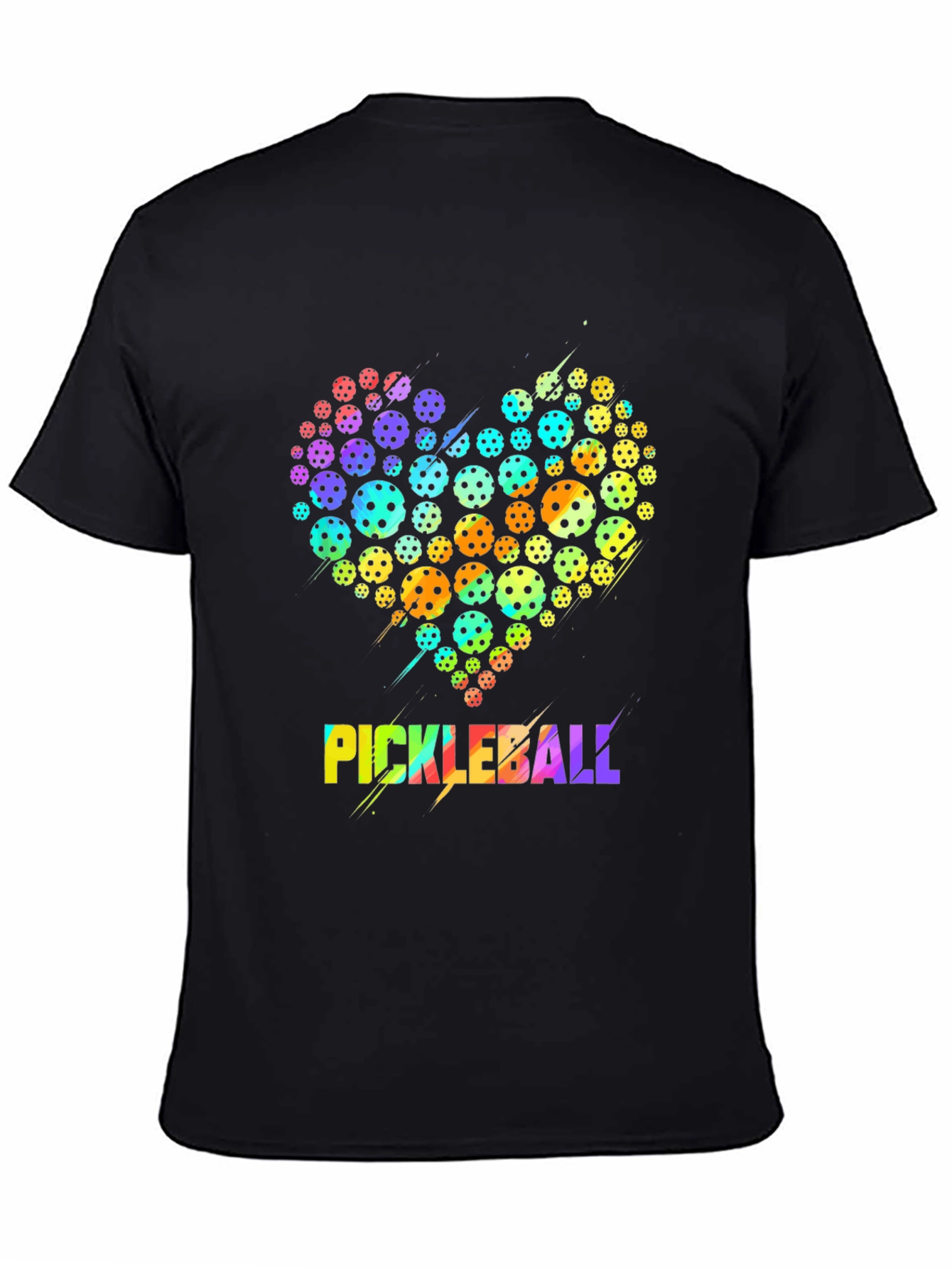 Black Pickleball Heart Graphic T-Shirt view 4