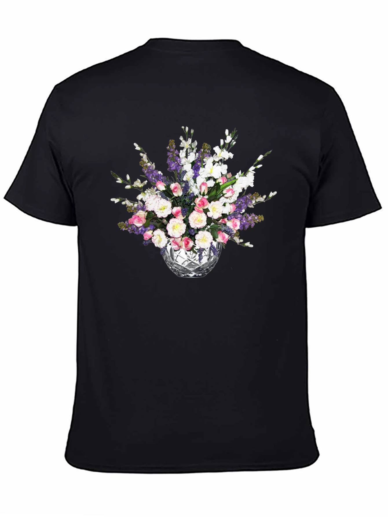 Black Floral Bouquet Black T-Shirt view 4