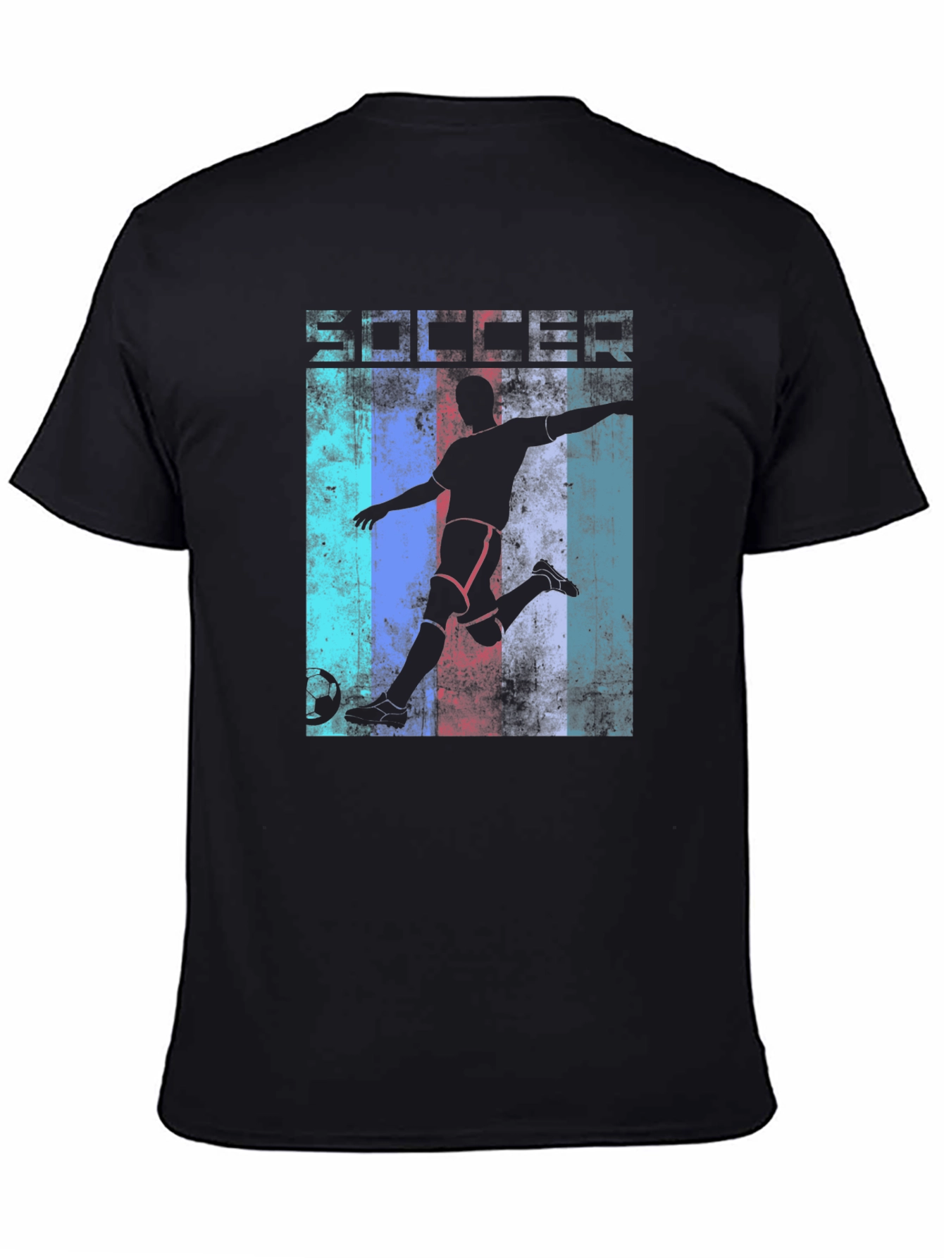 Black Soccer Silhouette Graphic T-Shirt view 4
