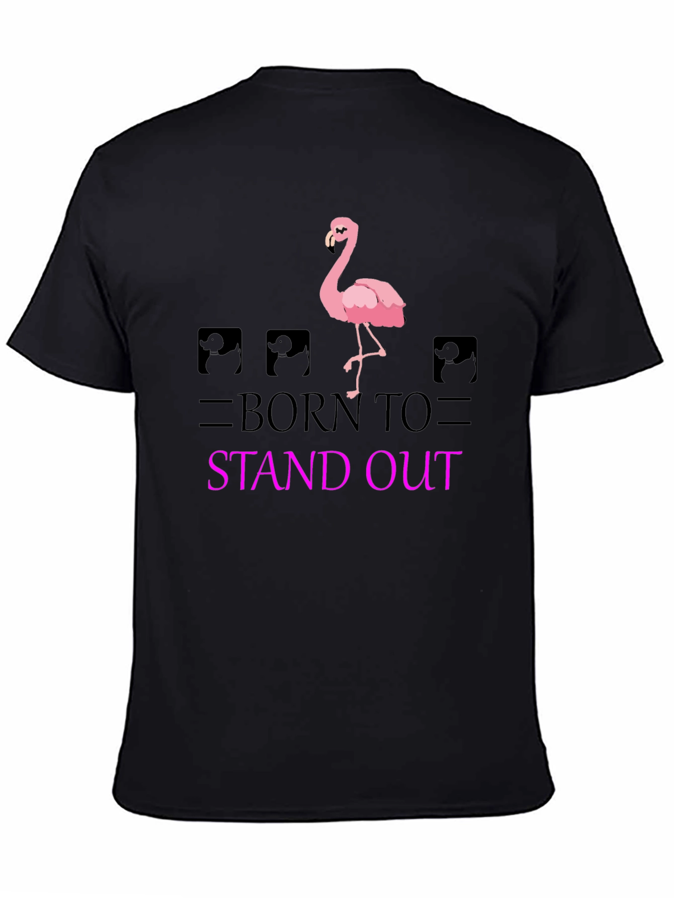 Black Born to Stand Out Flamingo T-Shirt - Black view 4