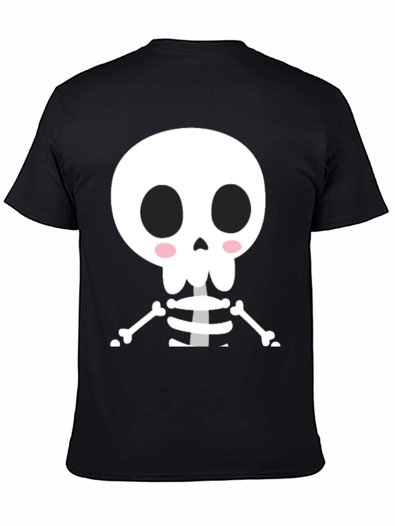 Black Cute Cartoon Skeleton Halloween T-Shirt view 4
