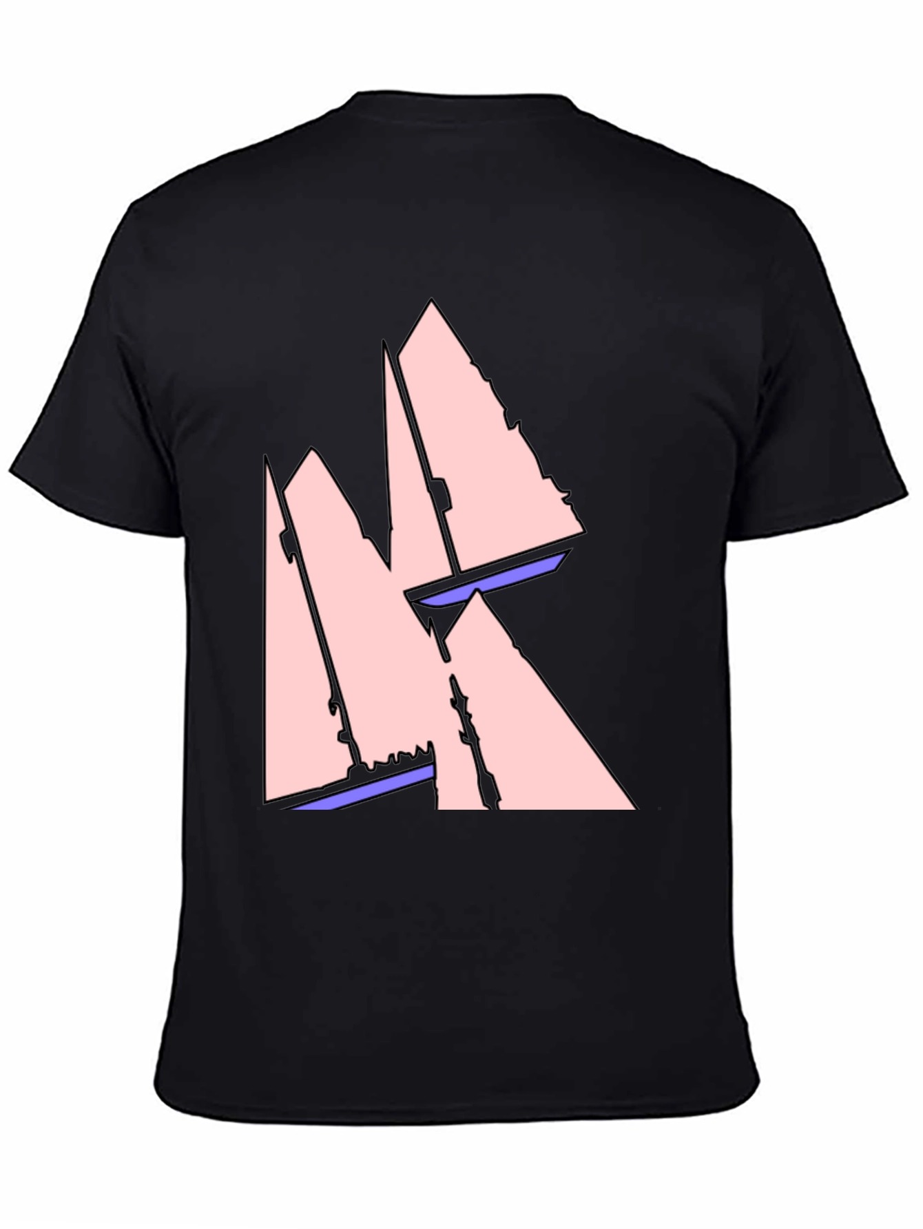 Black Sailboat Graphic Tee - Black Cotton T-Shirt view 4