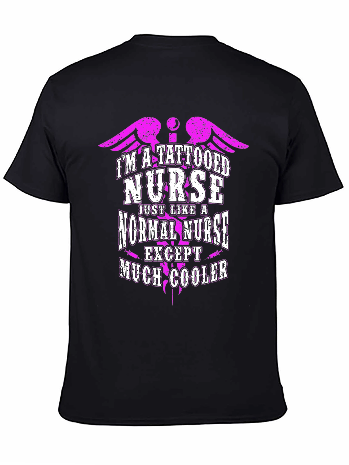 Black Tattooed Nurse T-Shirt: Edgy Style view 4