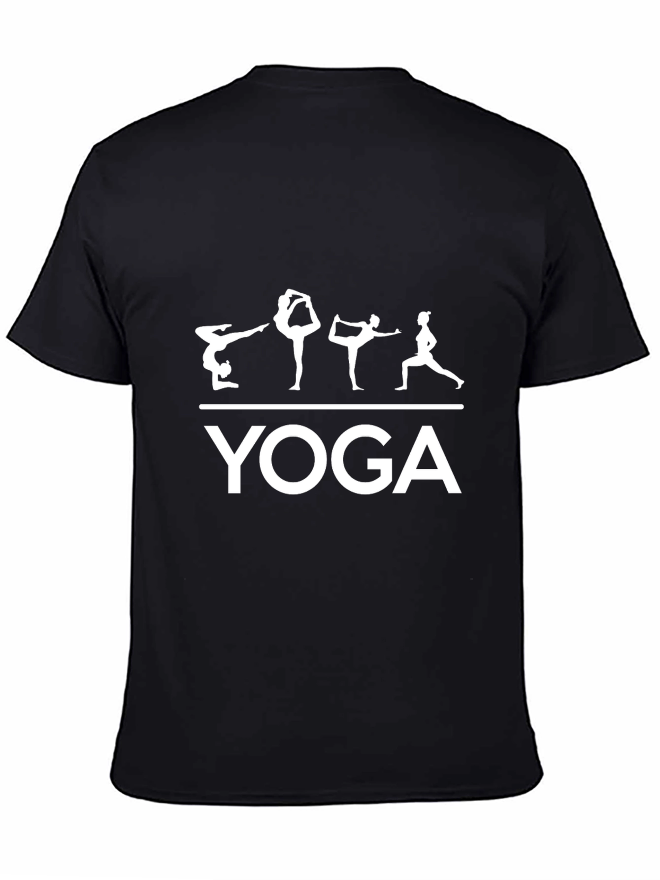 Black Yoga Poses Graphic T-Shirt - Black, Cotton Blend view 4