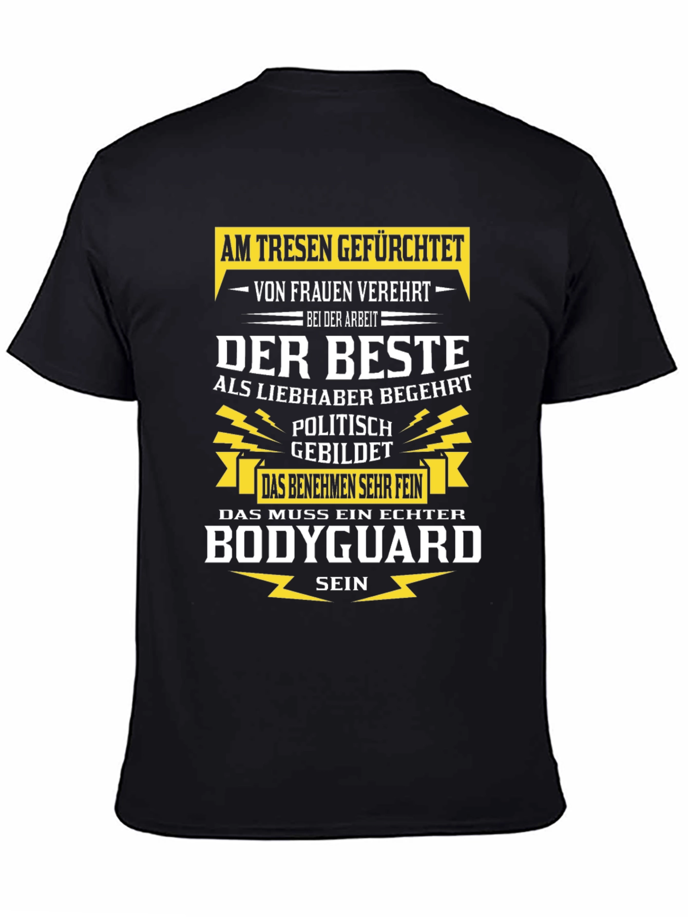 Black Humorous Bodyguard T-Shirt view 4