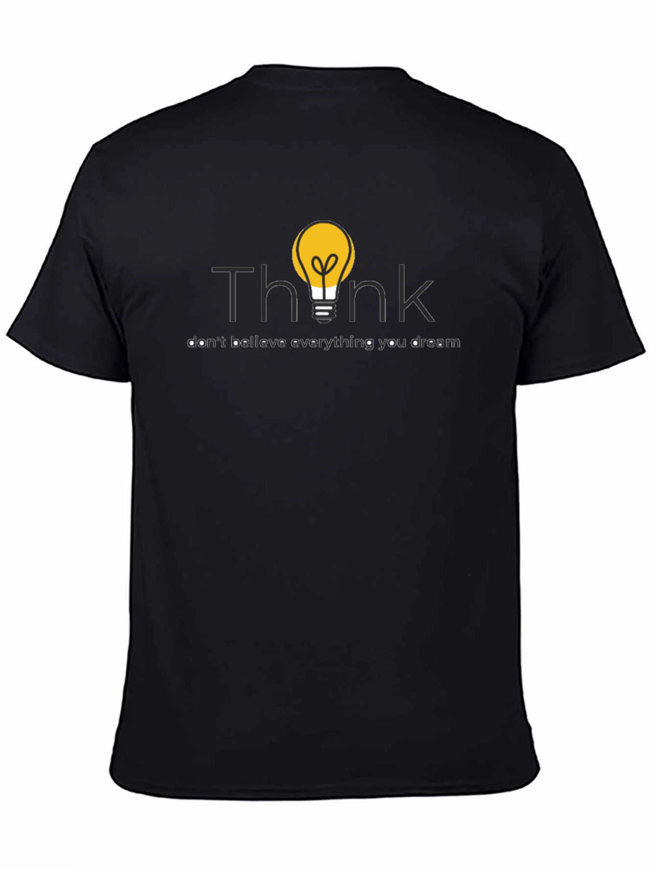 Black Think Lightbulb Graphic Black T-Shirt view 4