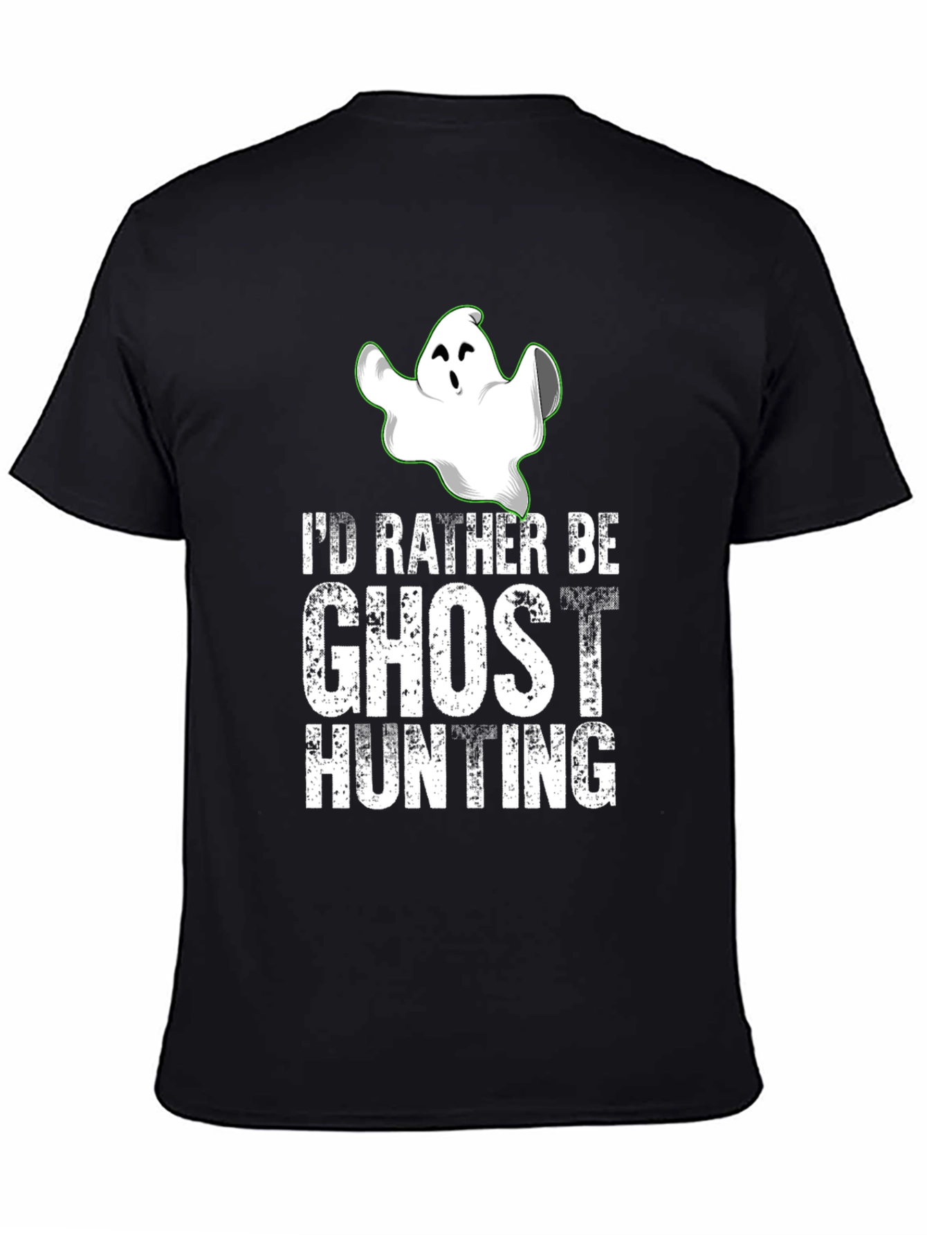 Black Ghost Hunting Graphic Tee - Spooky Season Shirt view 4