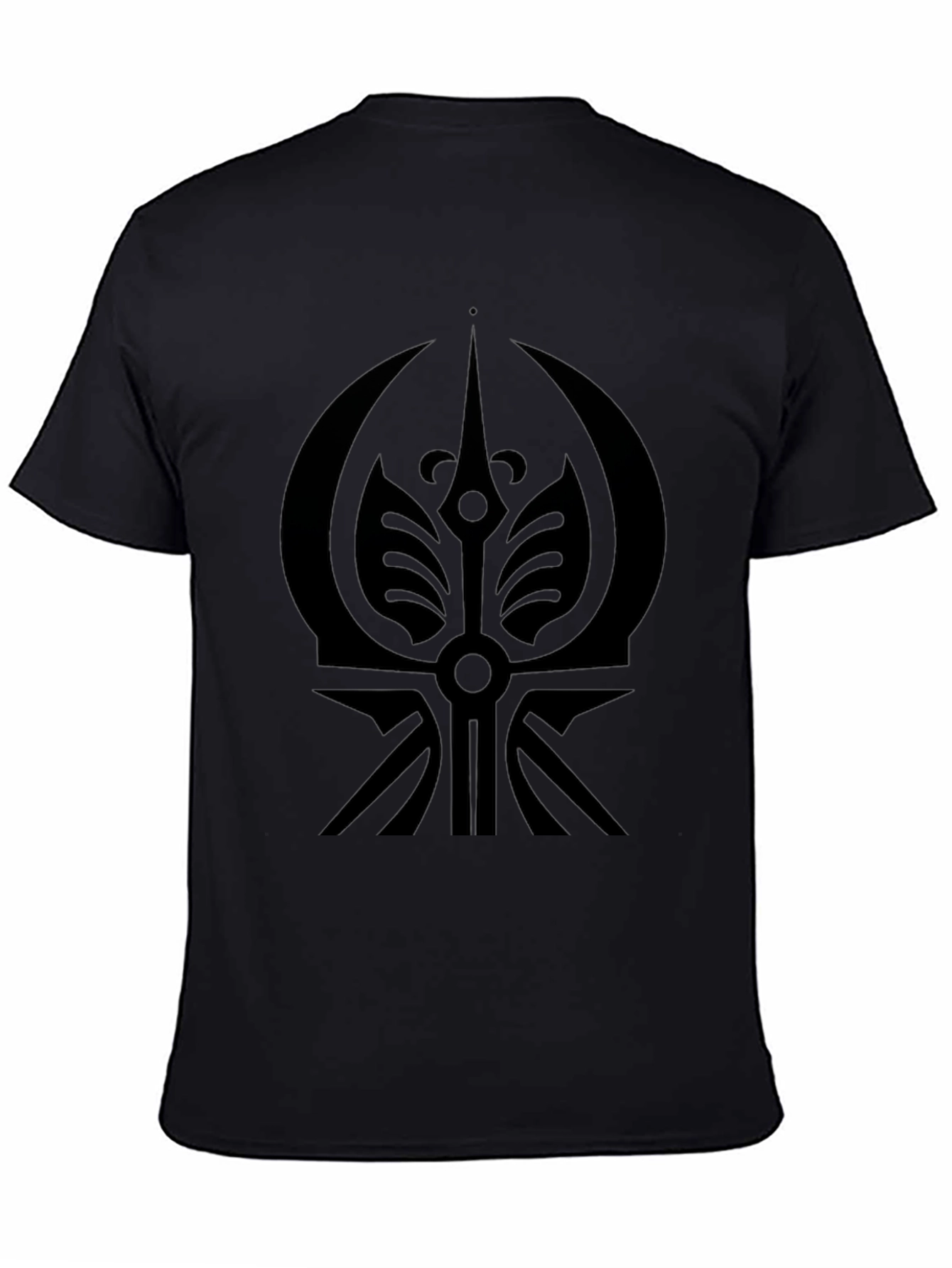 Black Men's Black Graphic Tee - Unique Tribal Design view 4