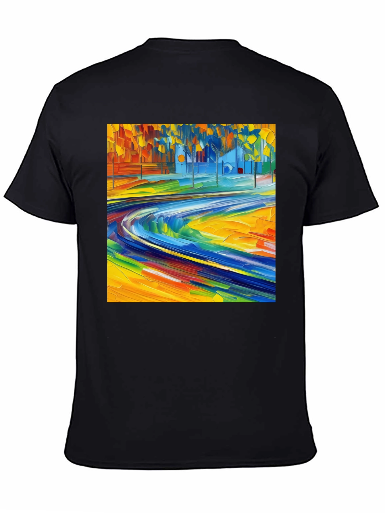 Black Abstract Art Print Black T-Shirt - Vibrant Casual Style view 4
