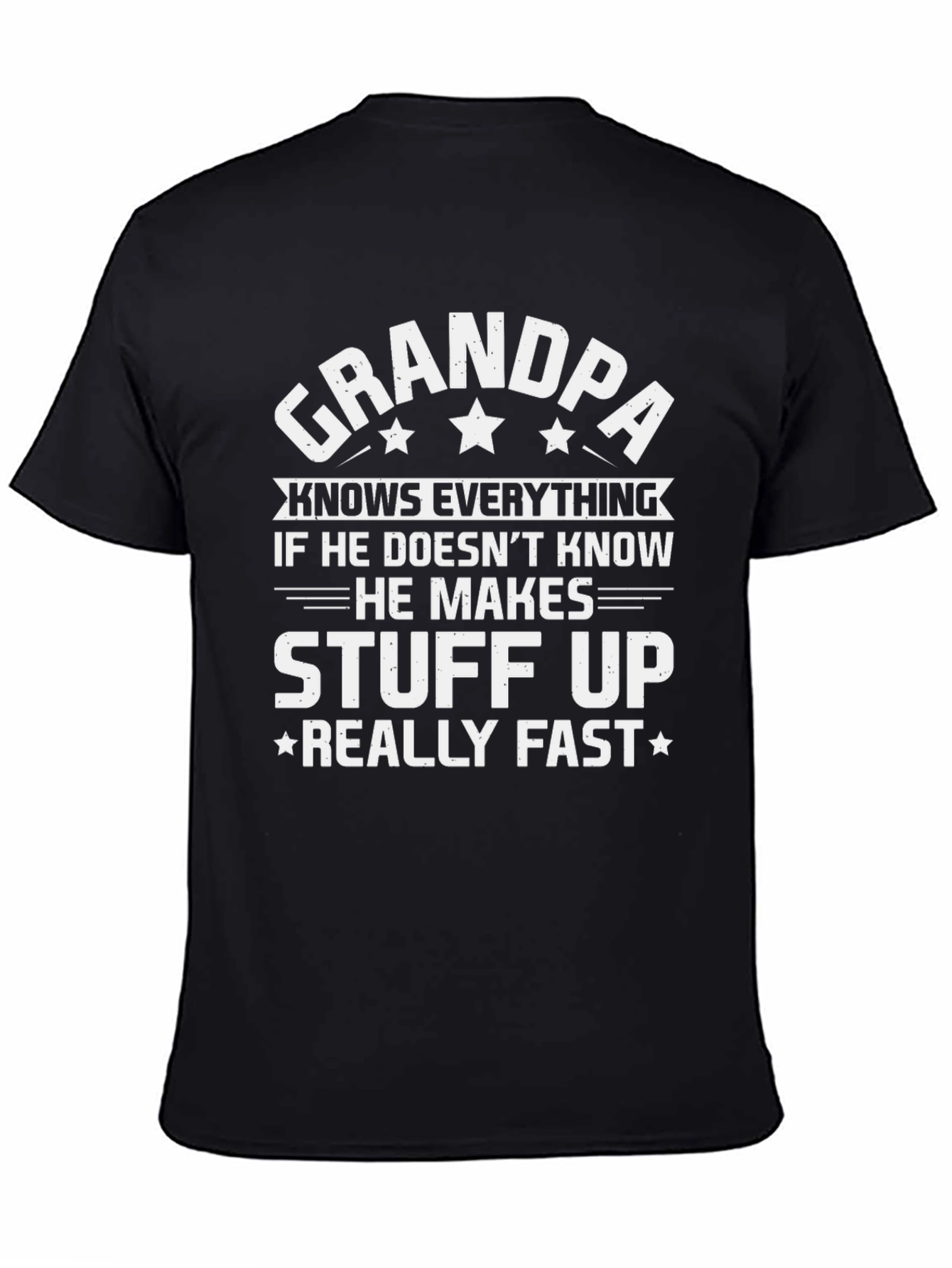 Black Grandpa Knows Everything T-Shirt - Funny Grandfather Tee view 4