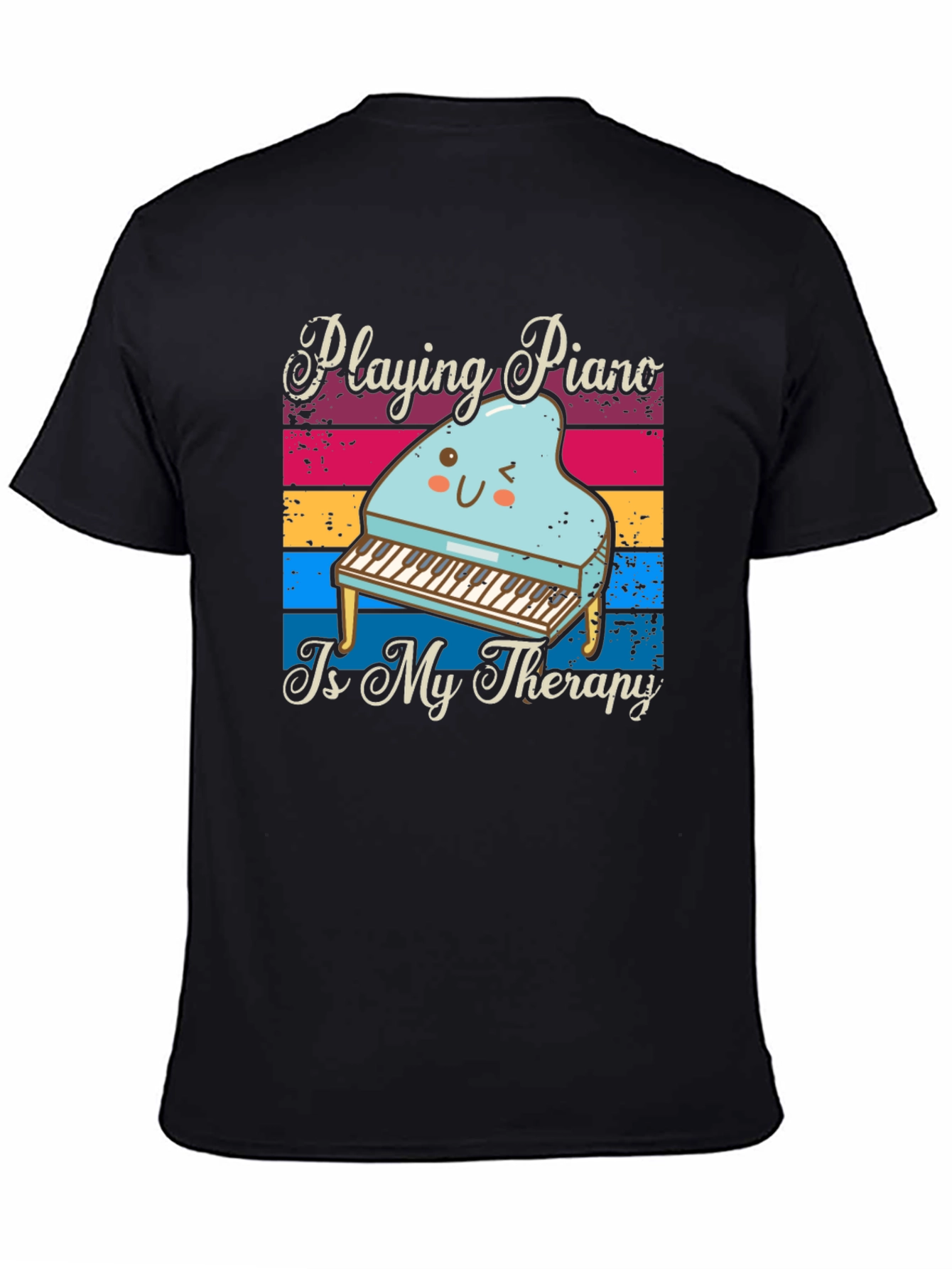 Black Piano Therapy T-Shirt - Music Lover Tee view 4