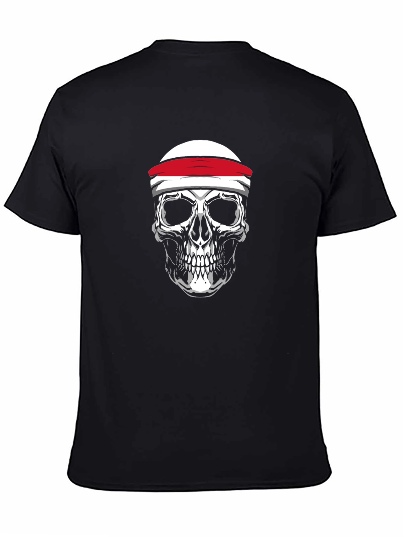 Black Skull Headband Graphic T-Shirt view 4