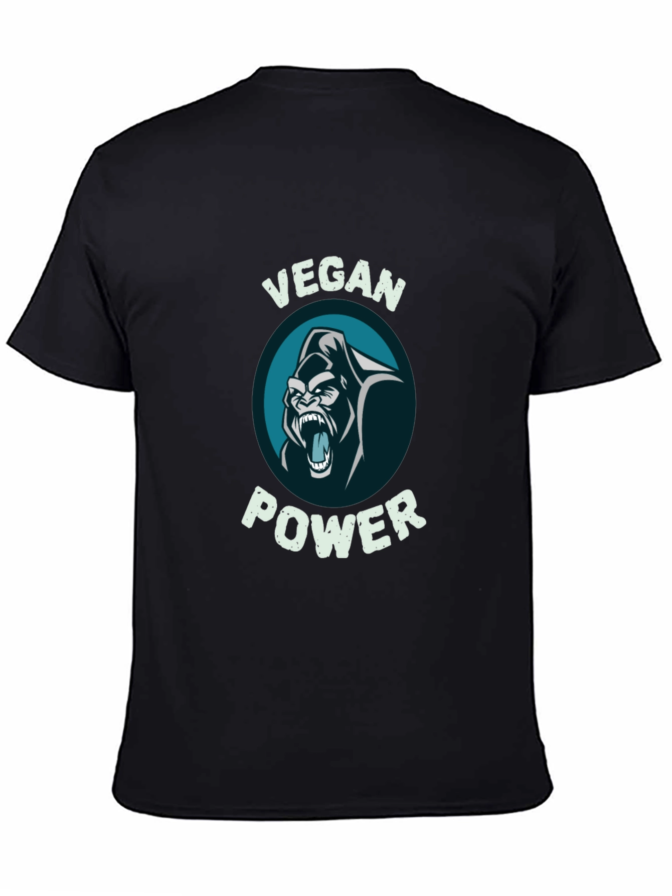 Black Vegan Power Gorilla Graphic T-Shirt view 4