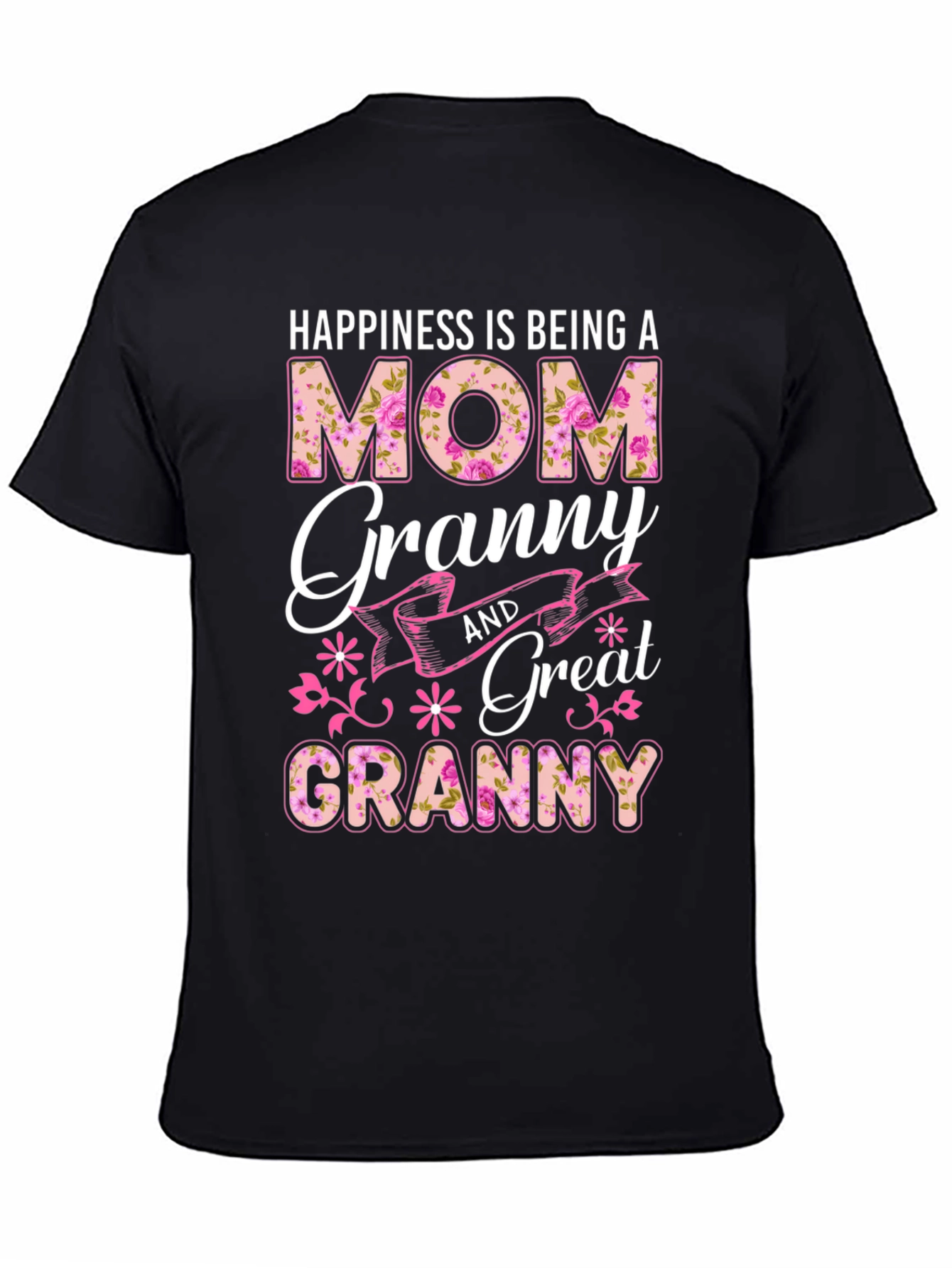 Black Happiness is Being a Mom Granny Great Granny T-Shirt view 4
